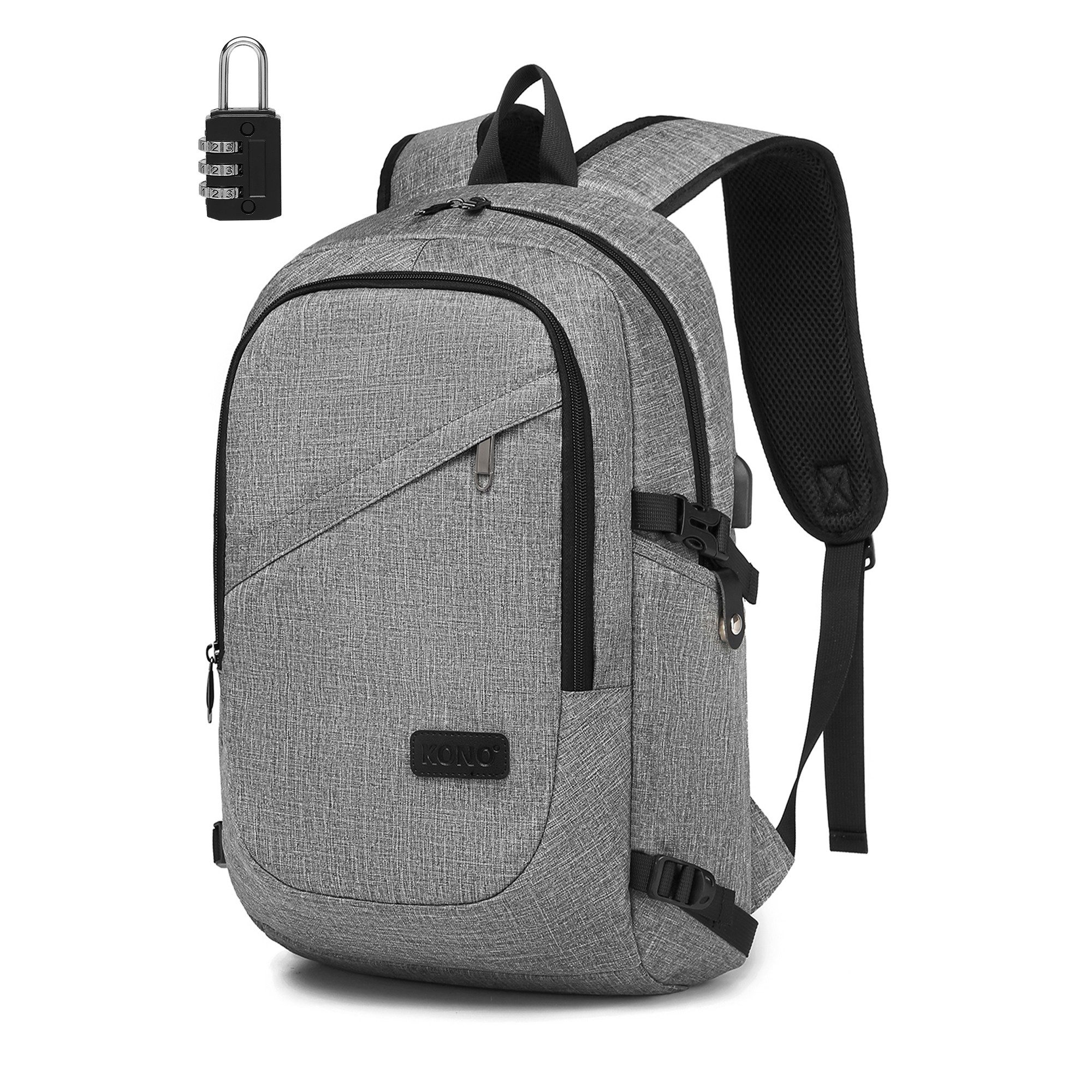 KONO Laptoprucksack, XL Laptop-Rucksack (50x30x14cm) + kleines Zahlenschloss