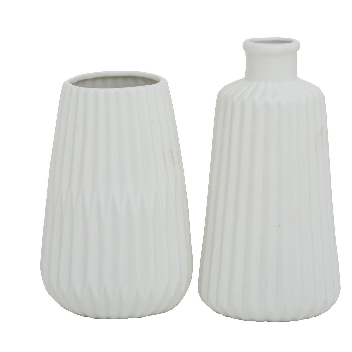 ReWu Dekovase Deko Vase im 2er Set aus Keramik Mattes Design Weiß. € 18,95