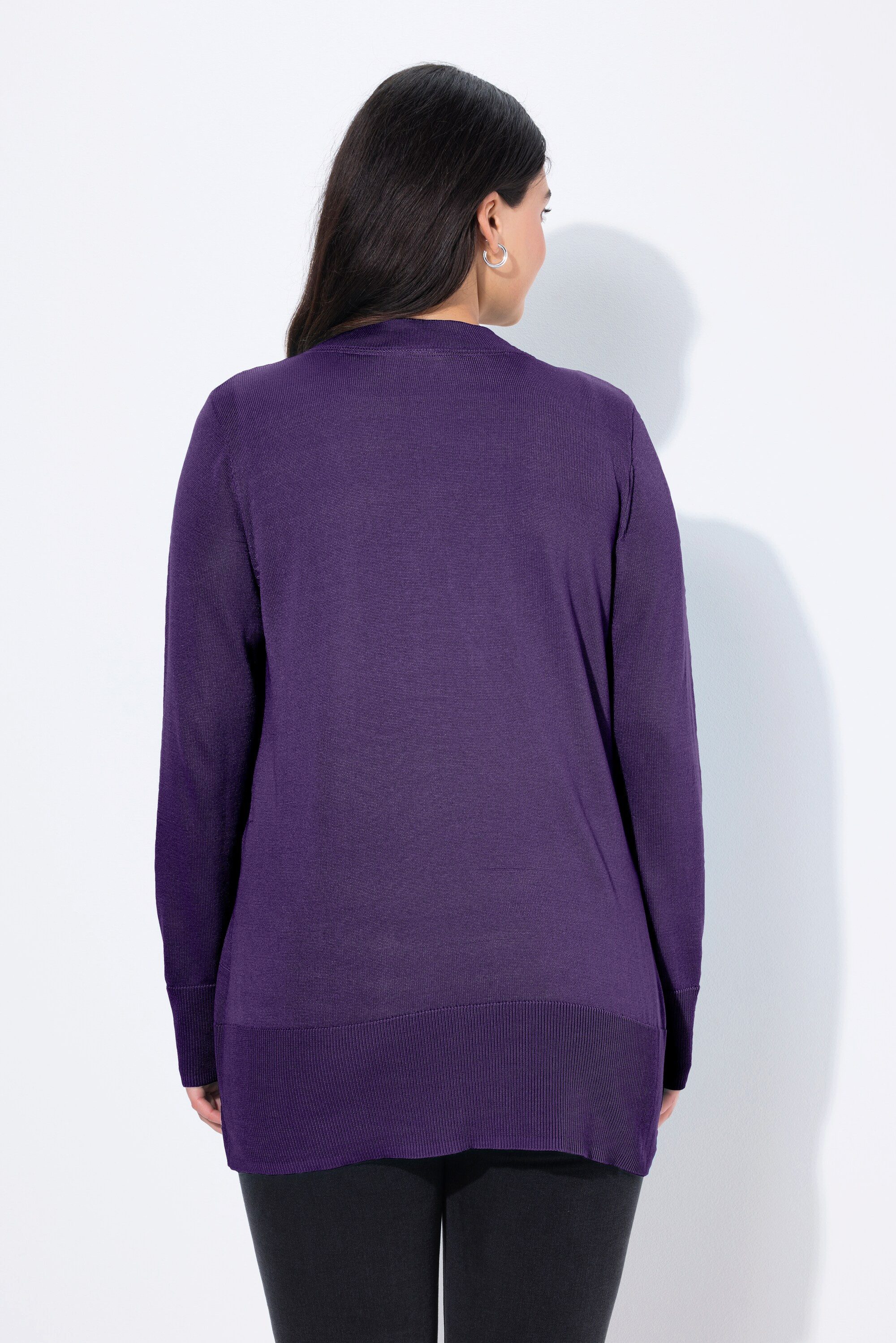 Ulla Popken Strickjacke Strickjacke V-Ausschnitt Knopfleiste Feinstrick