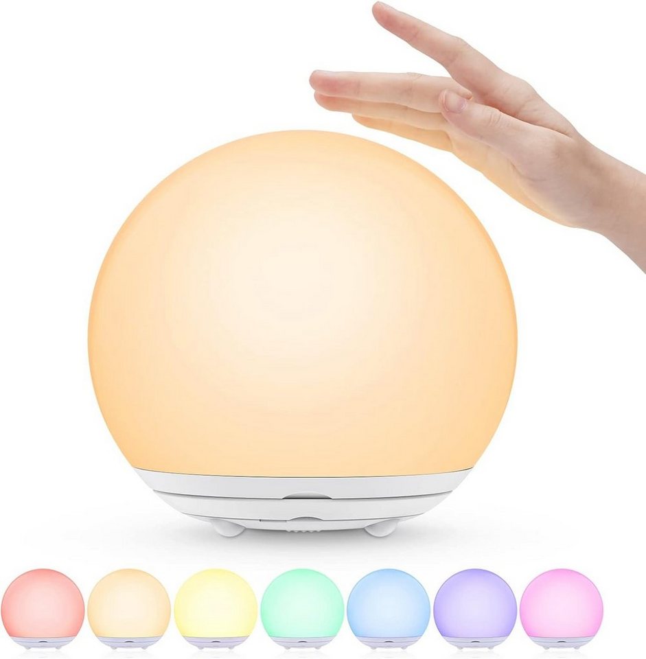 Novostella LED Nachtlicht Baby Nachtlicht Warmen Licht & 7-Farben-Licht  Timmer, LED fest integriert, Warmweiß, RGB, LED