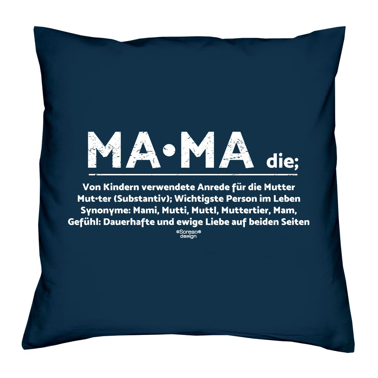Soreso® Weihnachtsgeschenk Mama Kissen Urkunde, navy-blau & Dekokissen Geschenkidee