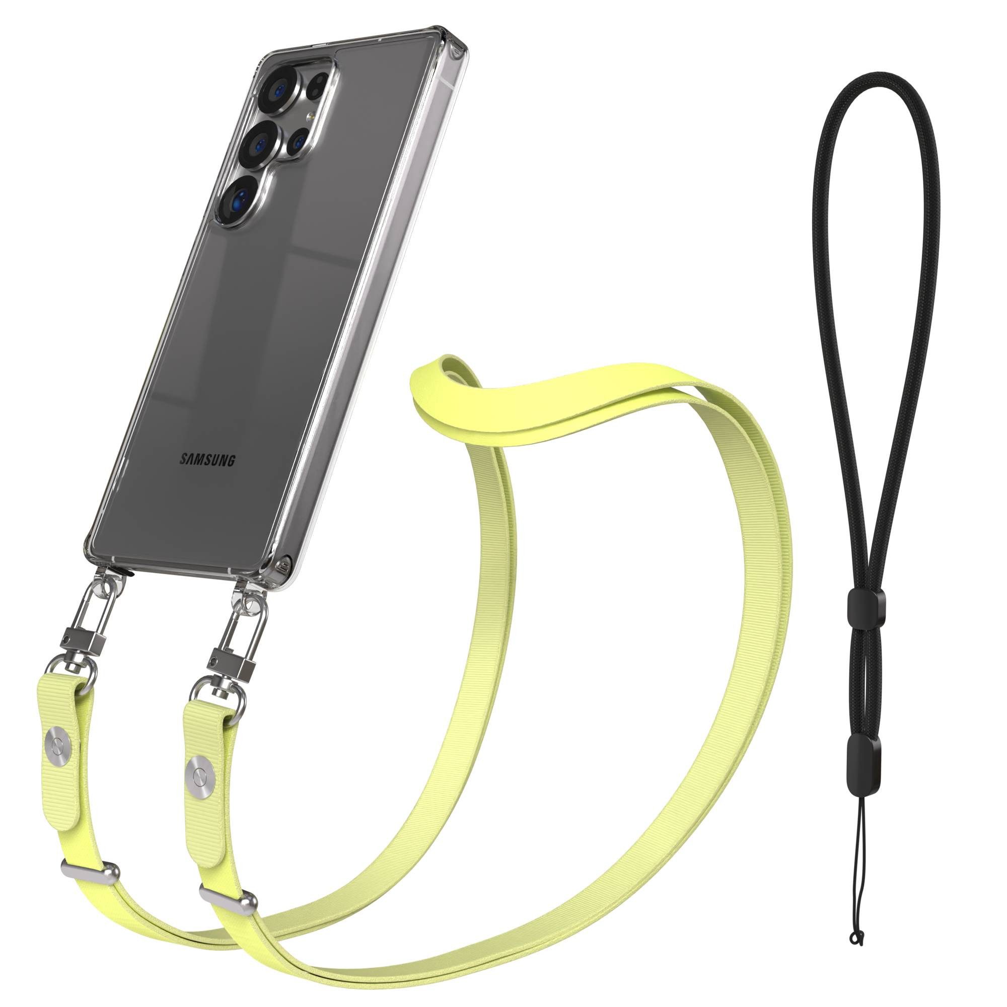 EAZY CASE Handykette für Samsung Galaxy S25 Ultra Handyhülle mit Handyband magnetisch, Schlichte Handykette in Gelb mit Magnetverschluss