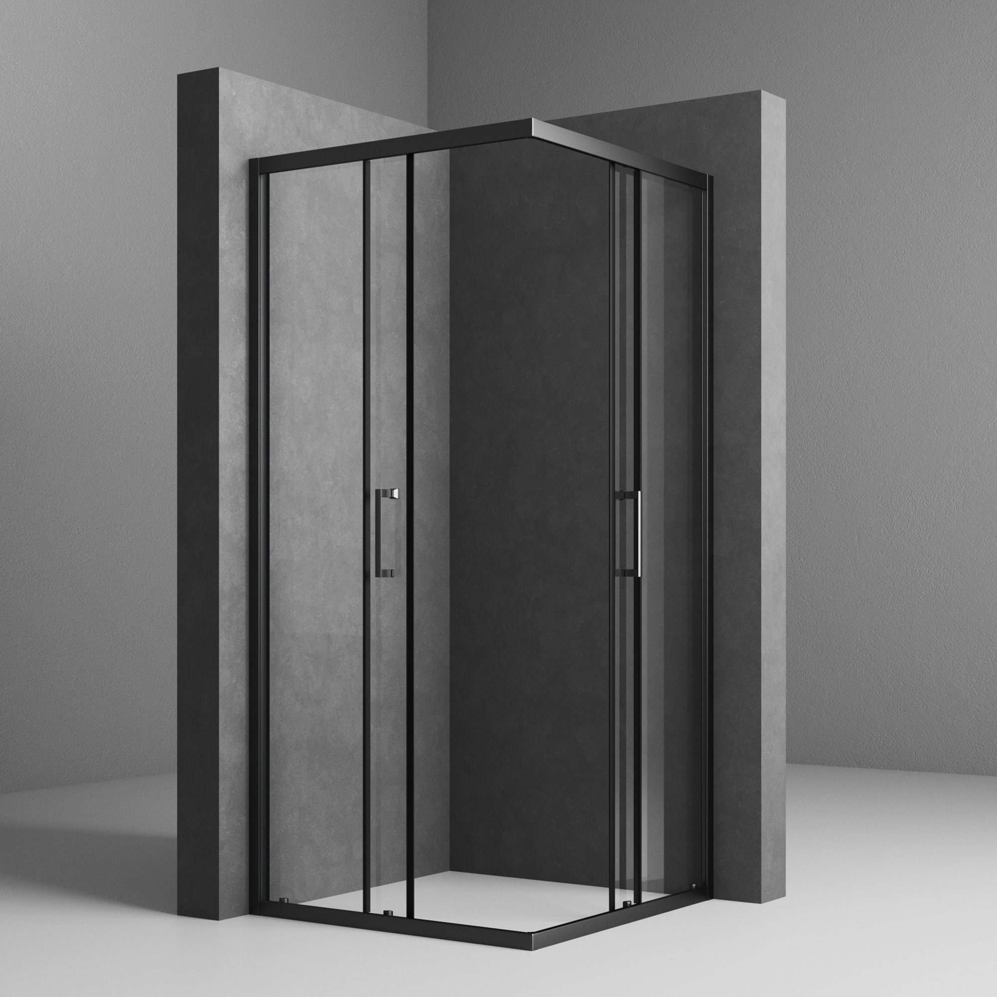 Boromal Eckdusche 80x80 Duschkabine Schwarz 80x80x185cm günstig online kaufen
