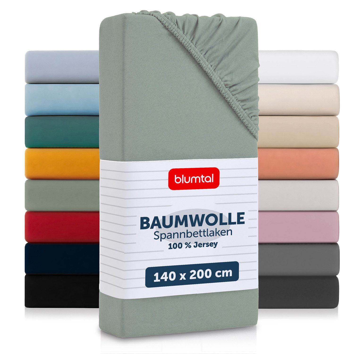 Blumtal Spannbettlaken Blumtal Basics 100% Baumwolle - Jersey, Baumwolle, Gummizug: Rundum, (1 Stück), Jersey Bettlaken - atmungsaktiv, strapazierfähig und faltenfrei