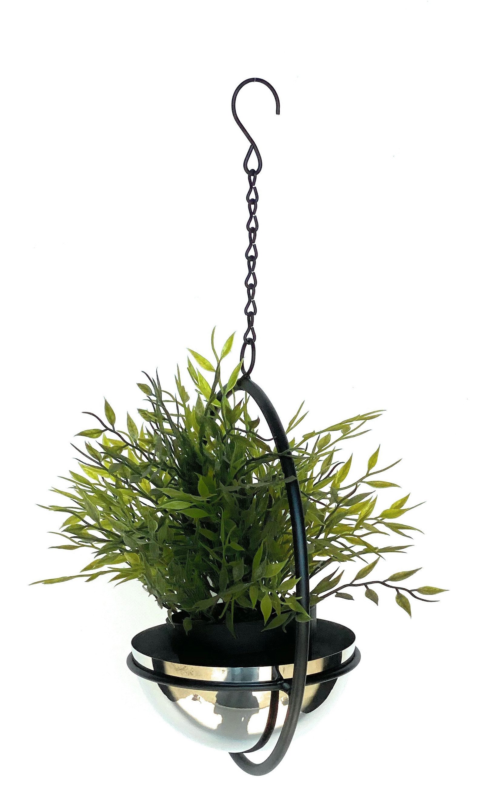 DanDiBo Blumenampel Innen Metall Wand Hängepflanzen 43-78 cm mit Topf Silber – Bild 4 von 5