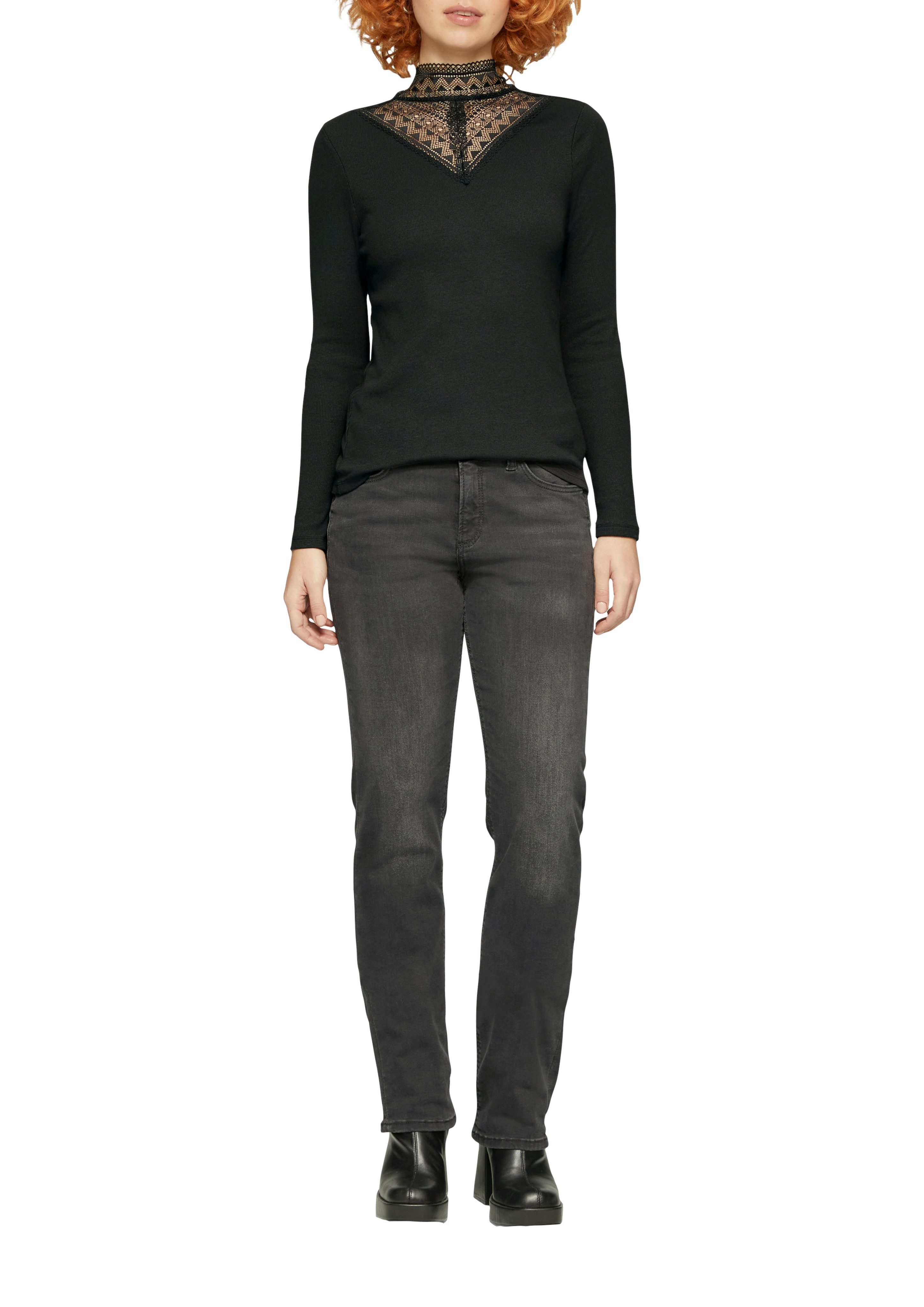 QS Langarmshirt mit Spitzeneinsatz günstig online kaufen