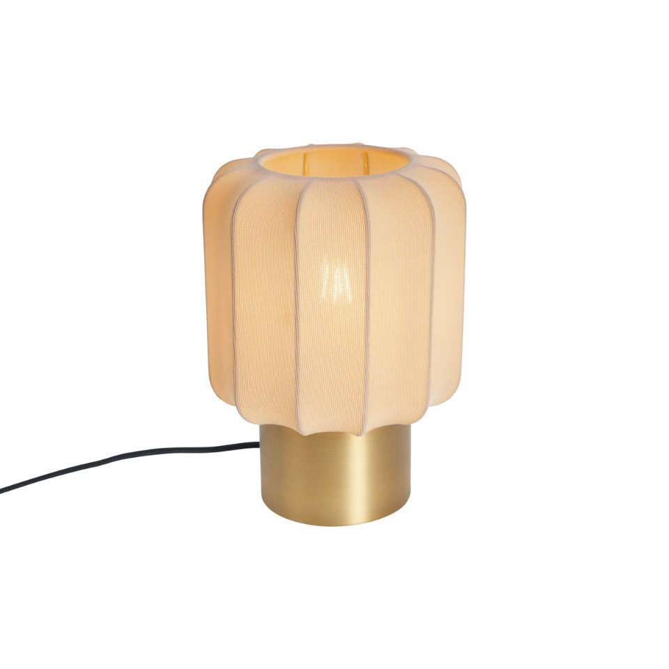 Qazqa Tischleuchte Pluni, ohne Leuchtmittel, E27, Beige, Japandi, Textil, 1 günstig online kaufen