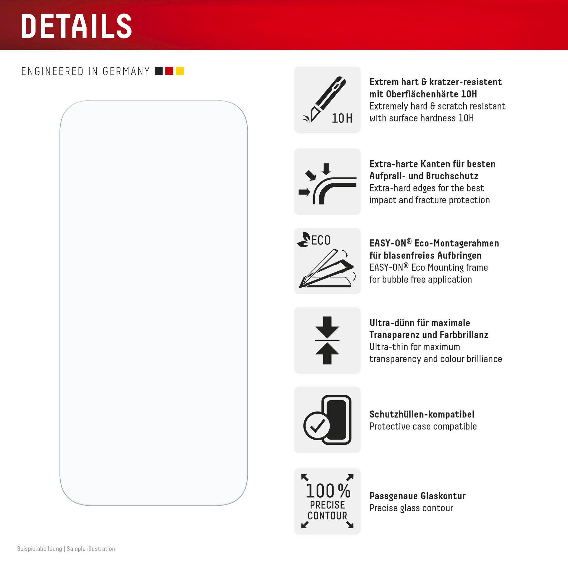 Displex Displayschutzglas Real Glass Screen Protection für Apple iPhone 16 Pro Max, Displayschutzfolie, Schutzfolie, Bildschirmschutz, kratz- & stoßfest – Bild 5 von 5
