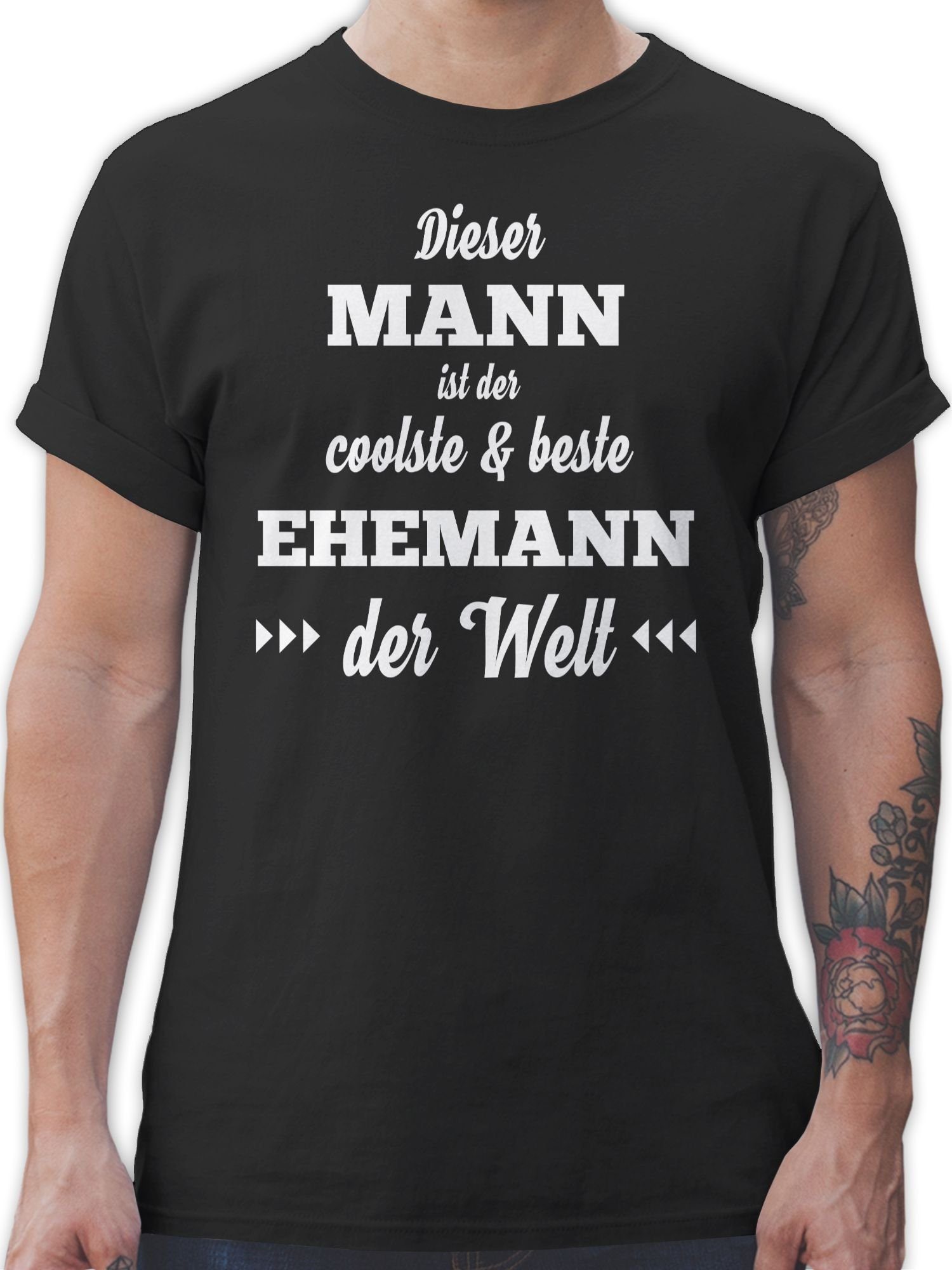 Männer 1 T-Shirt Dieser coolste & Geschenke und Schwarz ist der Mann Ehemann Herren Shirtracer beste