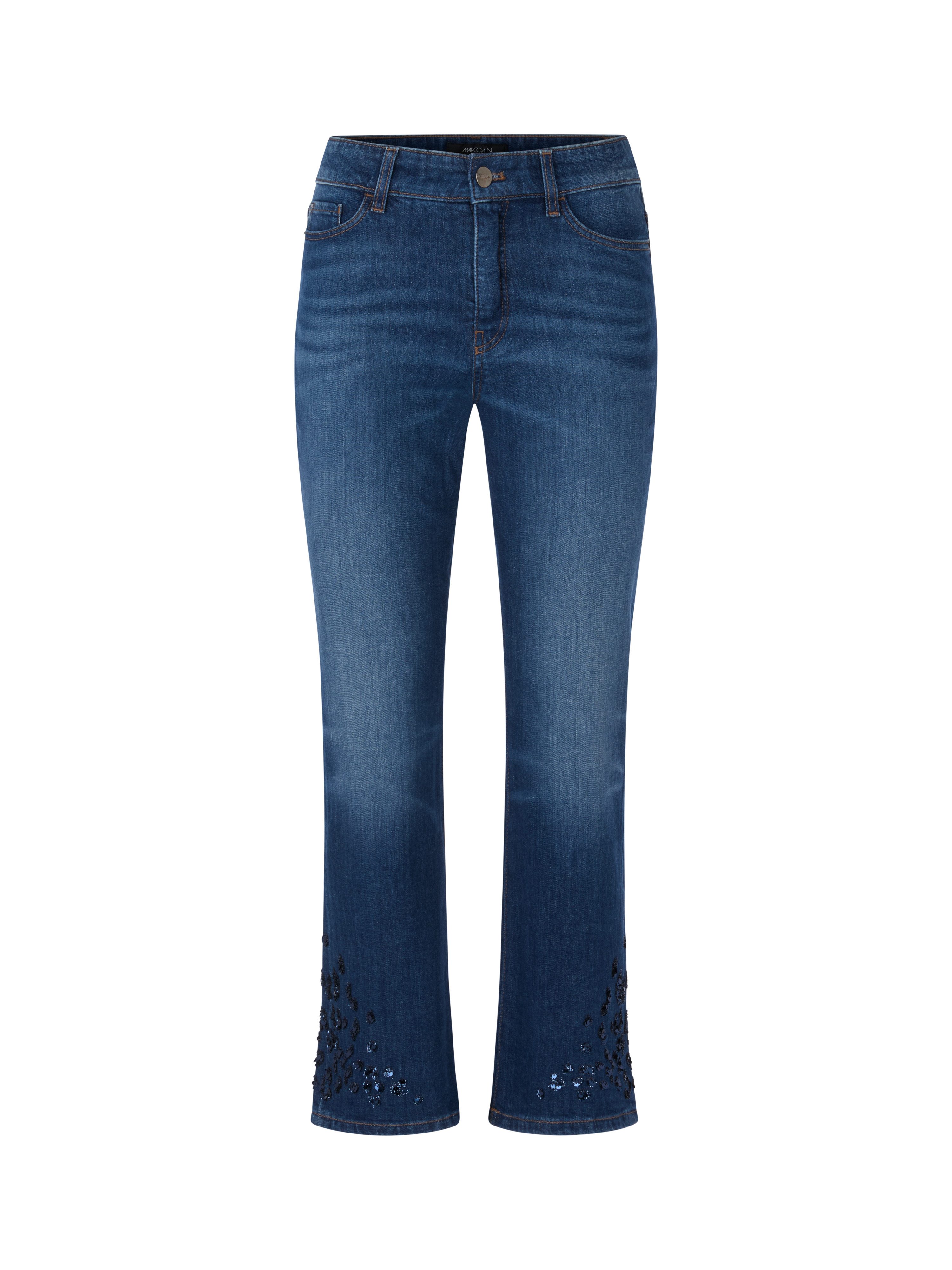 Marc Cain Bootcut-Jeans Sopo Collections Thema A Premium Damenmode Pailletten-Applikation am Saum