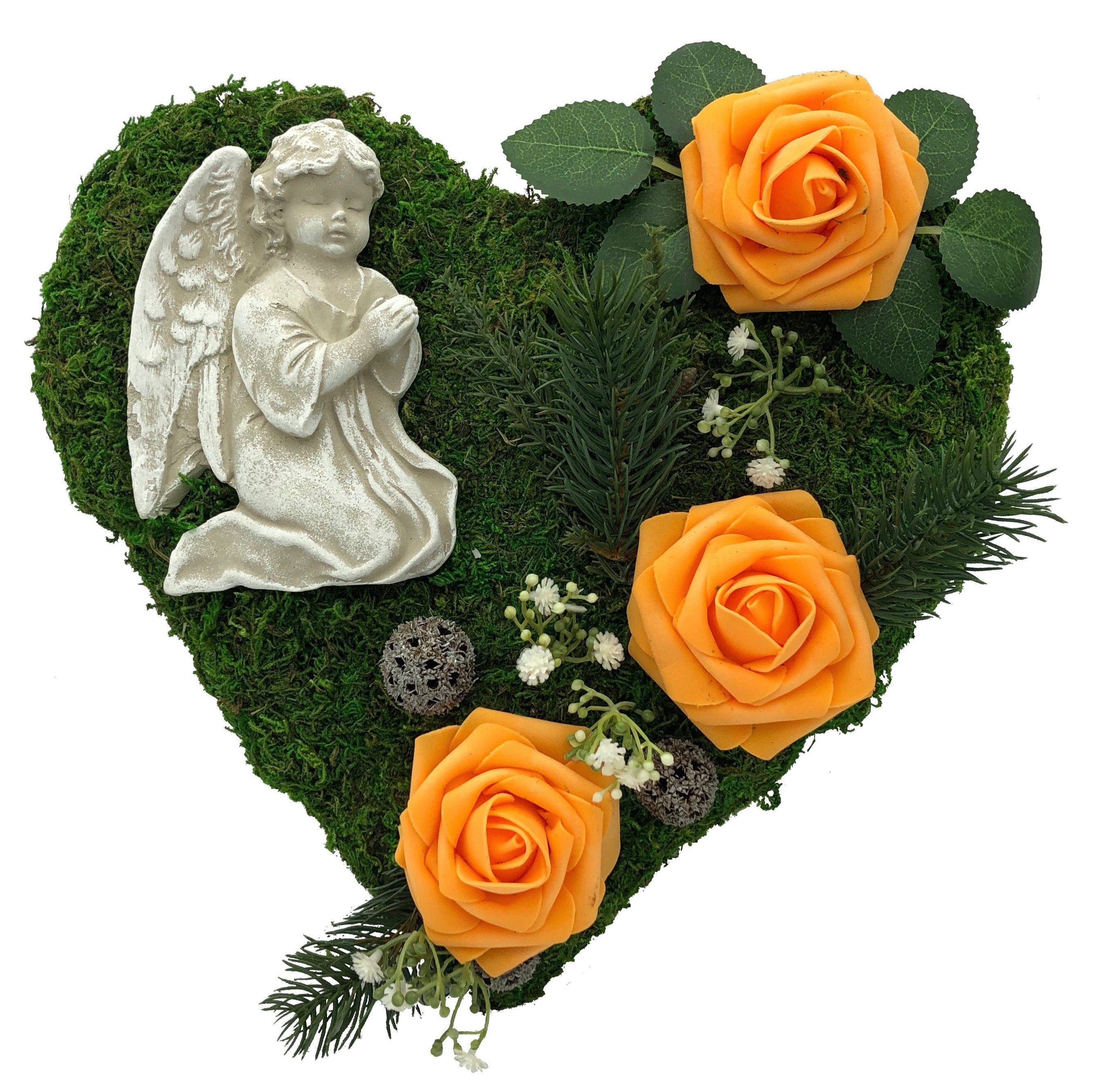 Gartenfigur Grabgesteck Grabschmuck Moosherz Grabherz Trauerherz günstig online kaufen