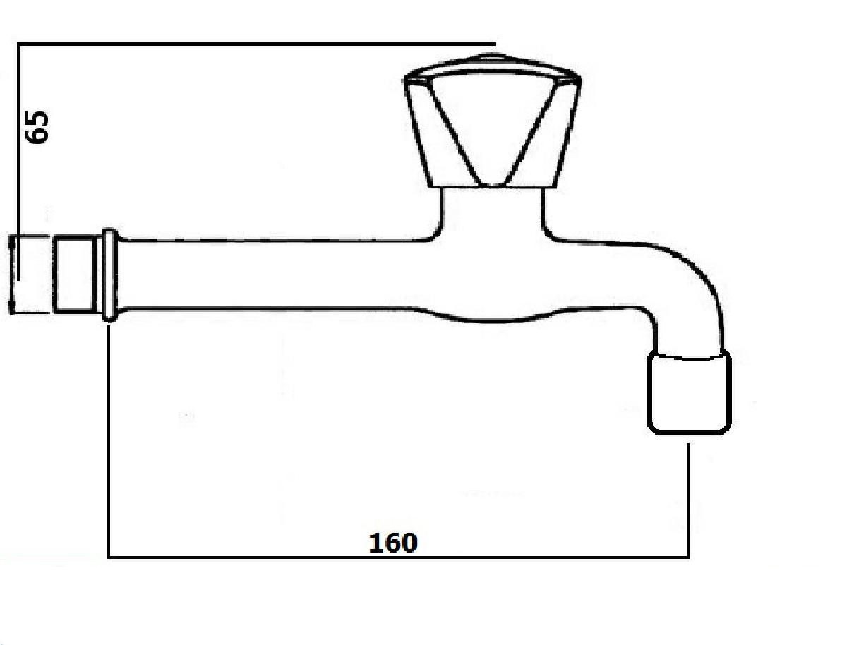 Thumbnail - heinrichschulte Badarmatur Auslaufventil classic line - lange Ausführung mit Ausladung 160 mm