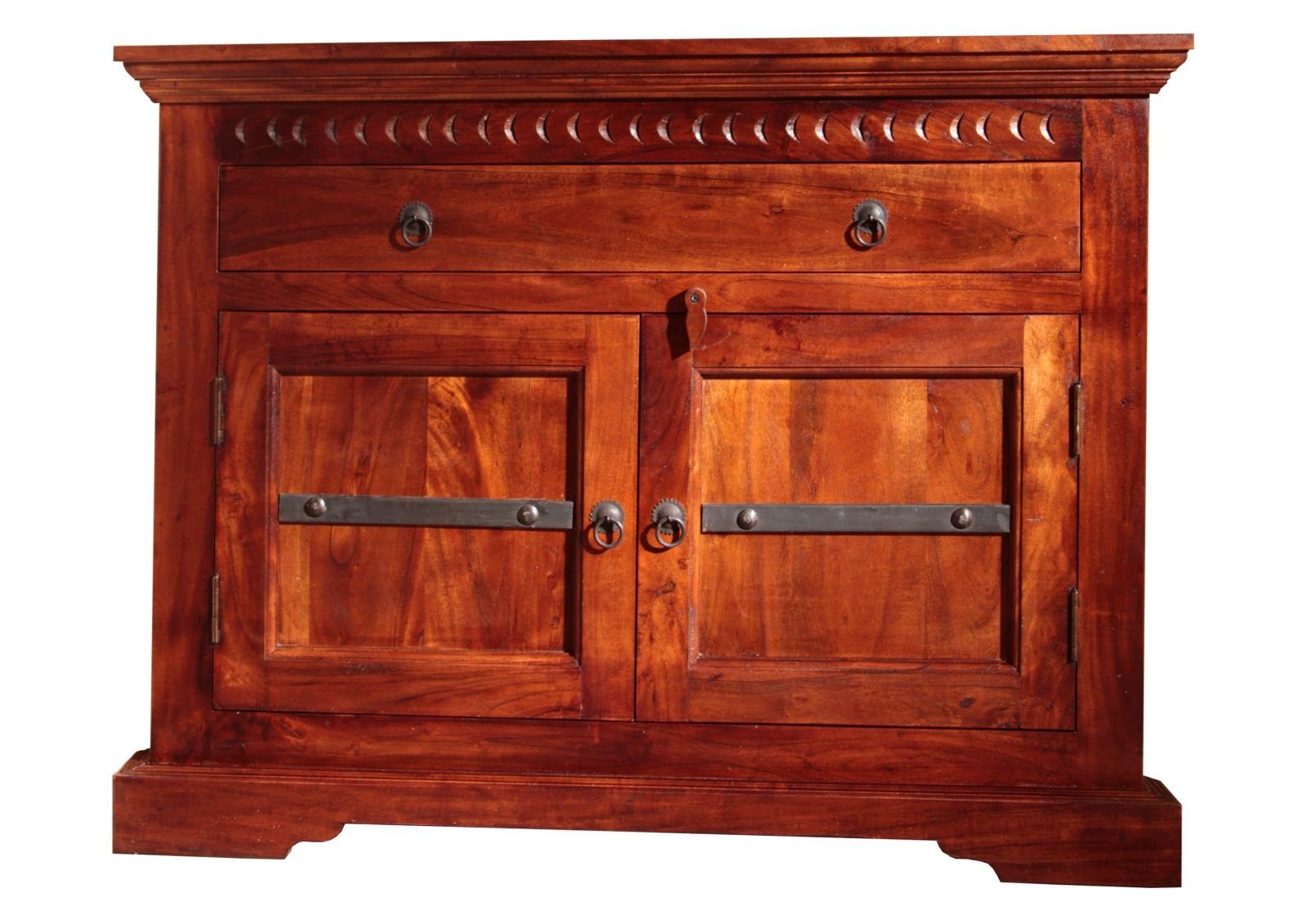 Massivmoebel24 Kommode OXFORD (Massivholz), Eckkommode Akazie 107x54x80 nougat lackiert OXFORD #505