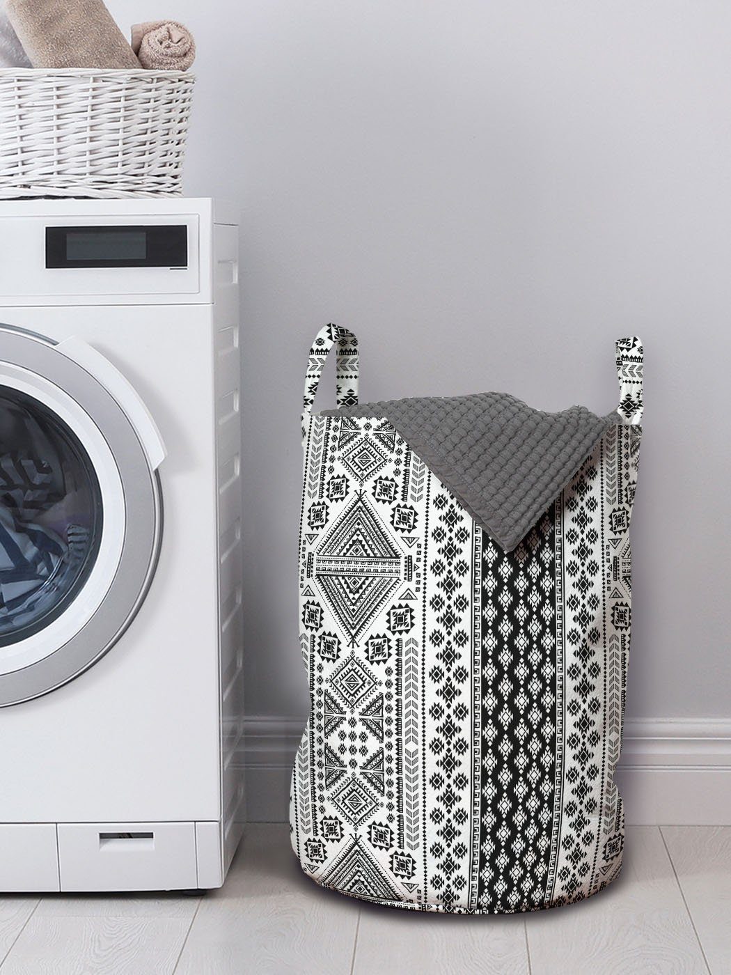 Kunst Layout Vertikales Waschsalons, für mit Wäschekorb Mexican Drucken Wäschesäckchen Kordelzugverschluss Abakuhaus Griffen