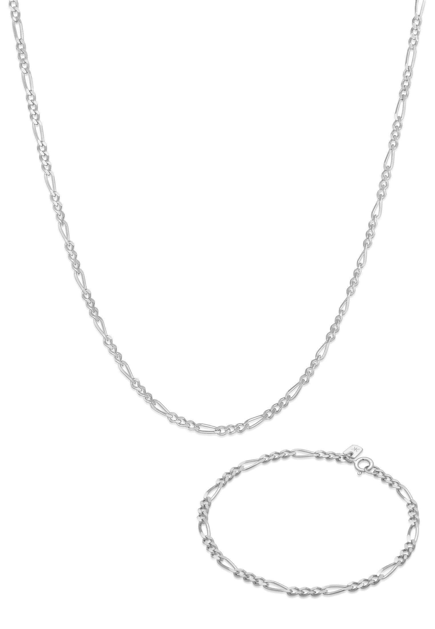Kuzzoi Schmuckset Herren Kette Armband Figaro 925 Sterling Silber günstig online kaufen