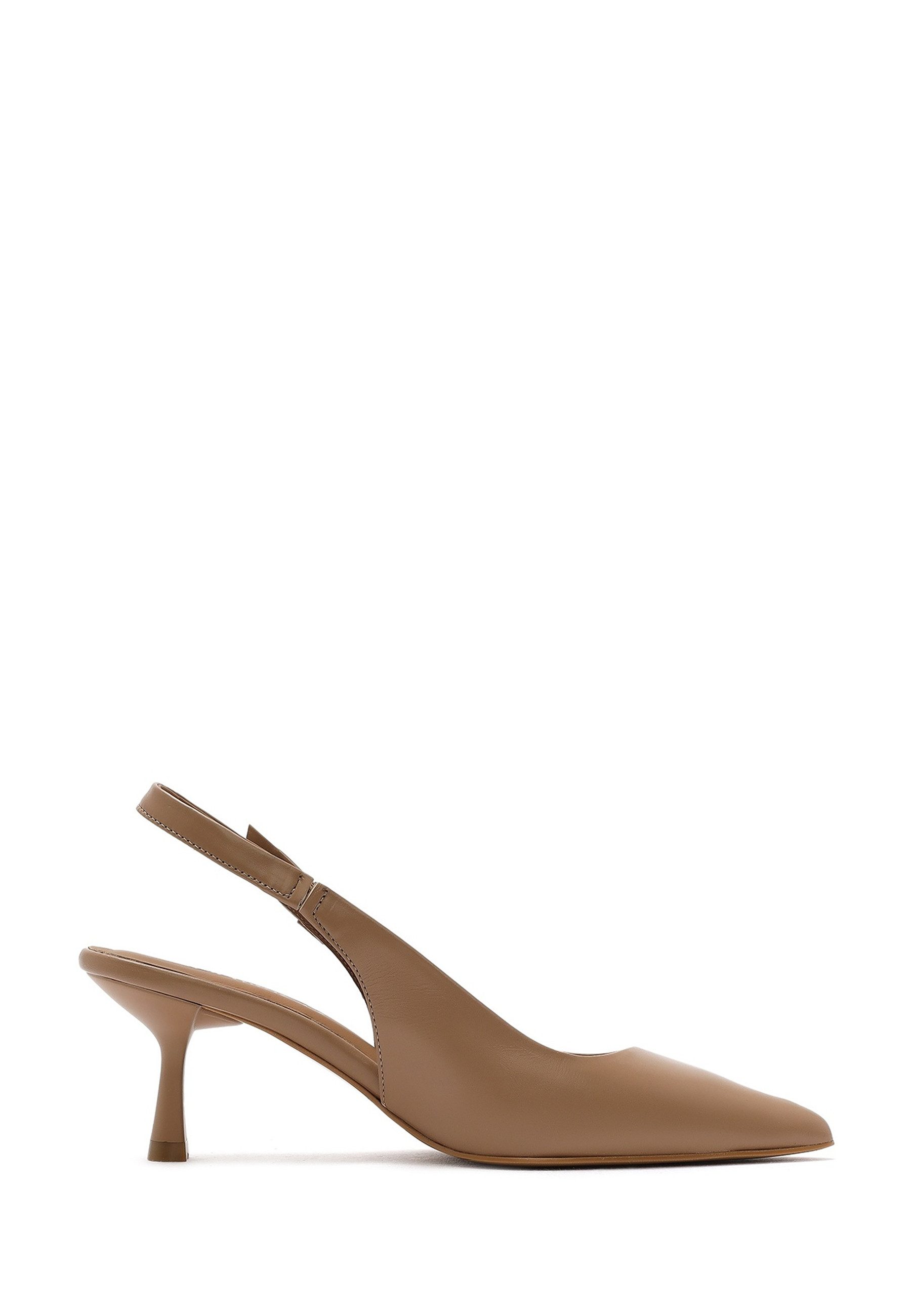Derimod Slingback-Pumps aus Leder mit hohem Absatz Pumps Echtes Leder, Lederfutter, Slingback-Design, Schleifenakzent