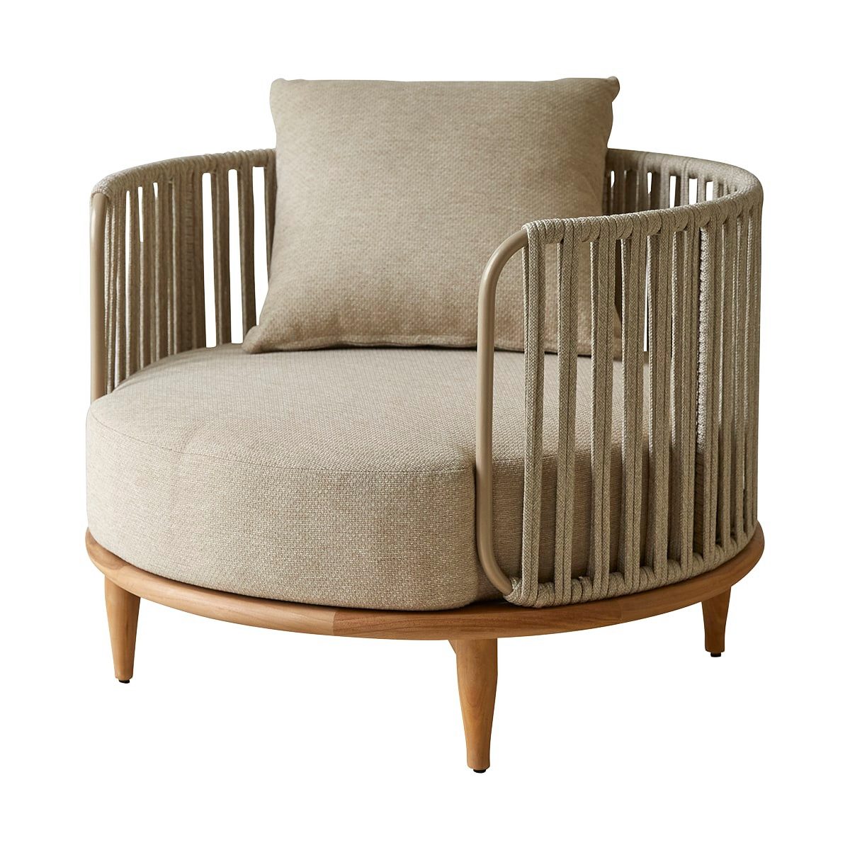 Tikamoon Gartenlounge-Set Outdoor-Sessel Ezra aus massivem Teakholz, 1-Sitzer, (1-tlg)