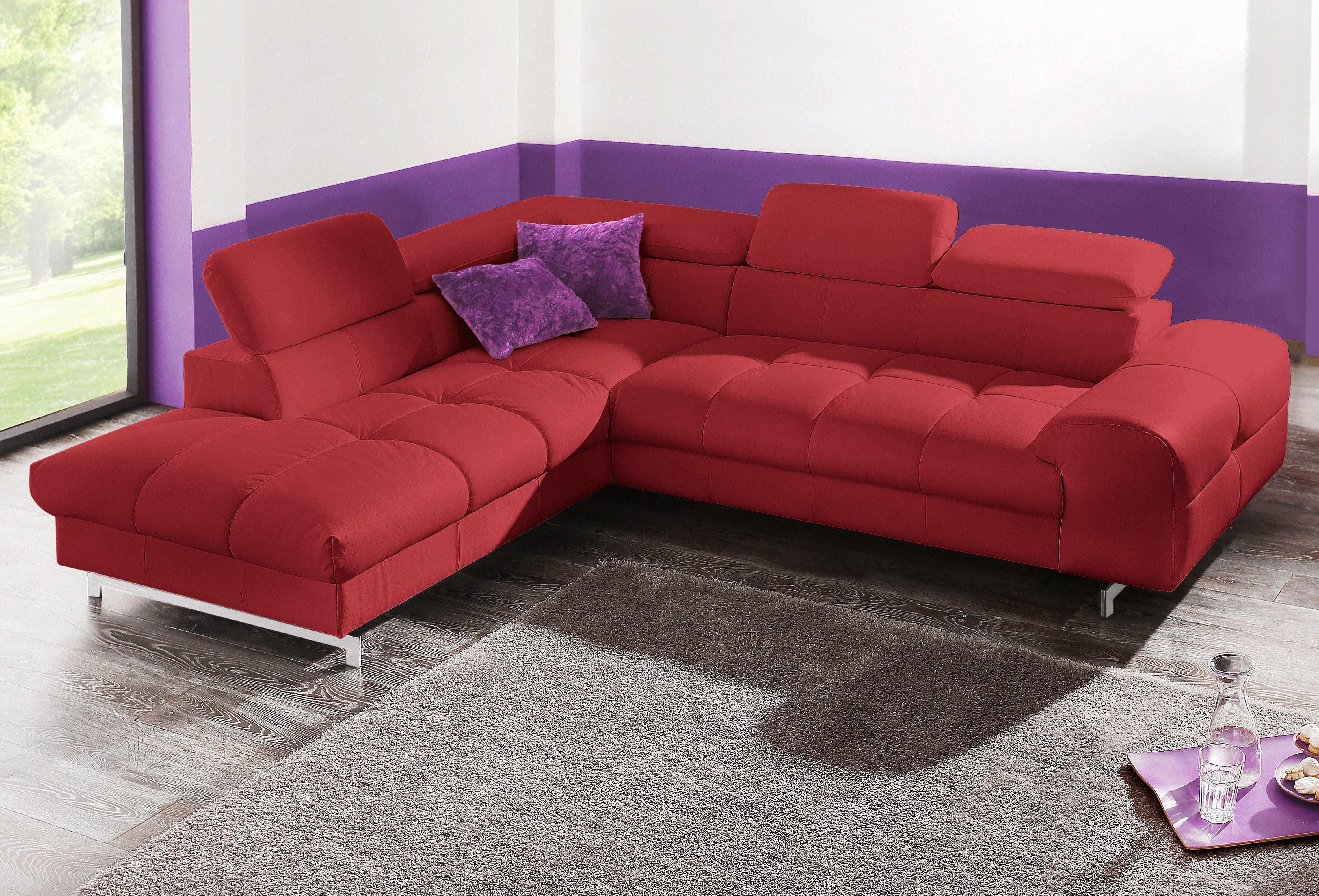 COTTA Ecksofa Chef L-Form, mit Kopfteilverstellung, edle Metallkufen, wahlweise mit Bettfunktion