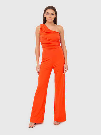 AX Paris Jumpsuit Orangefarbener One-Shoulder-Jumpsuit mit Rüschenoberteil