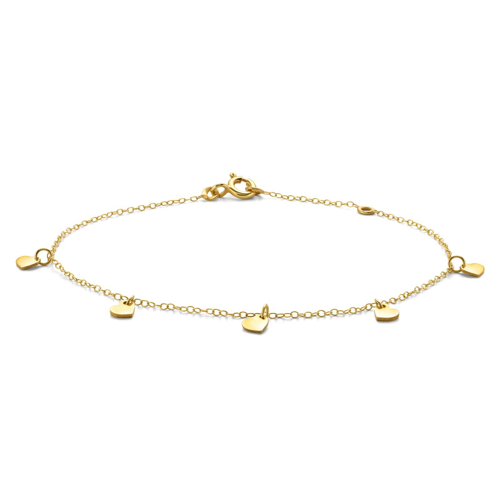 Miore Charm-Armband - Herz Armband mit Charm Herzanhängern an Goldkette 9 Kt 375 Geldgold, Herz Armband mit Charm Herzanhängern an Goldkette 9 Karat 375 Geldgold