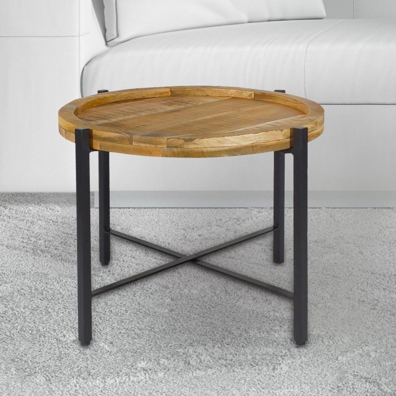 soma Couchtisch Beistelltisch ø55cm Couchtisch rund Wohnzimmer Tisch Sioux Metall Ges, tabacco - schwarz