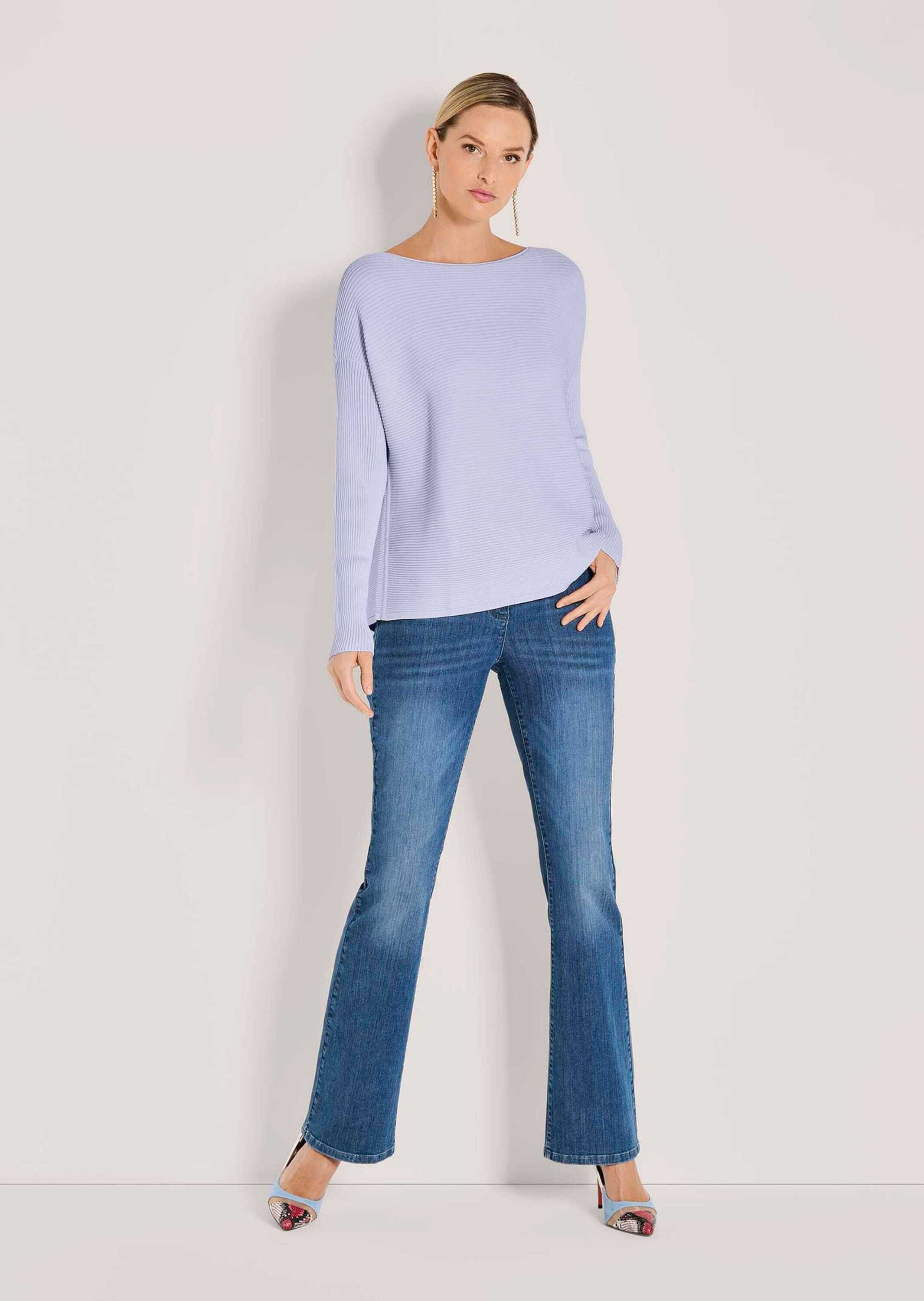 MADELEINE Strickpullover Lässiger Oversized-Pullover mit U-Boot-Ausschnitt Rippstrickpullover mit überschnittenen Schultern und Langarm