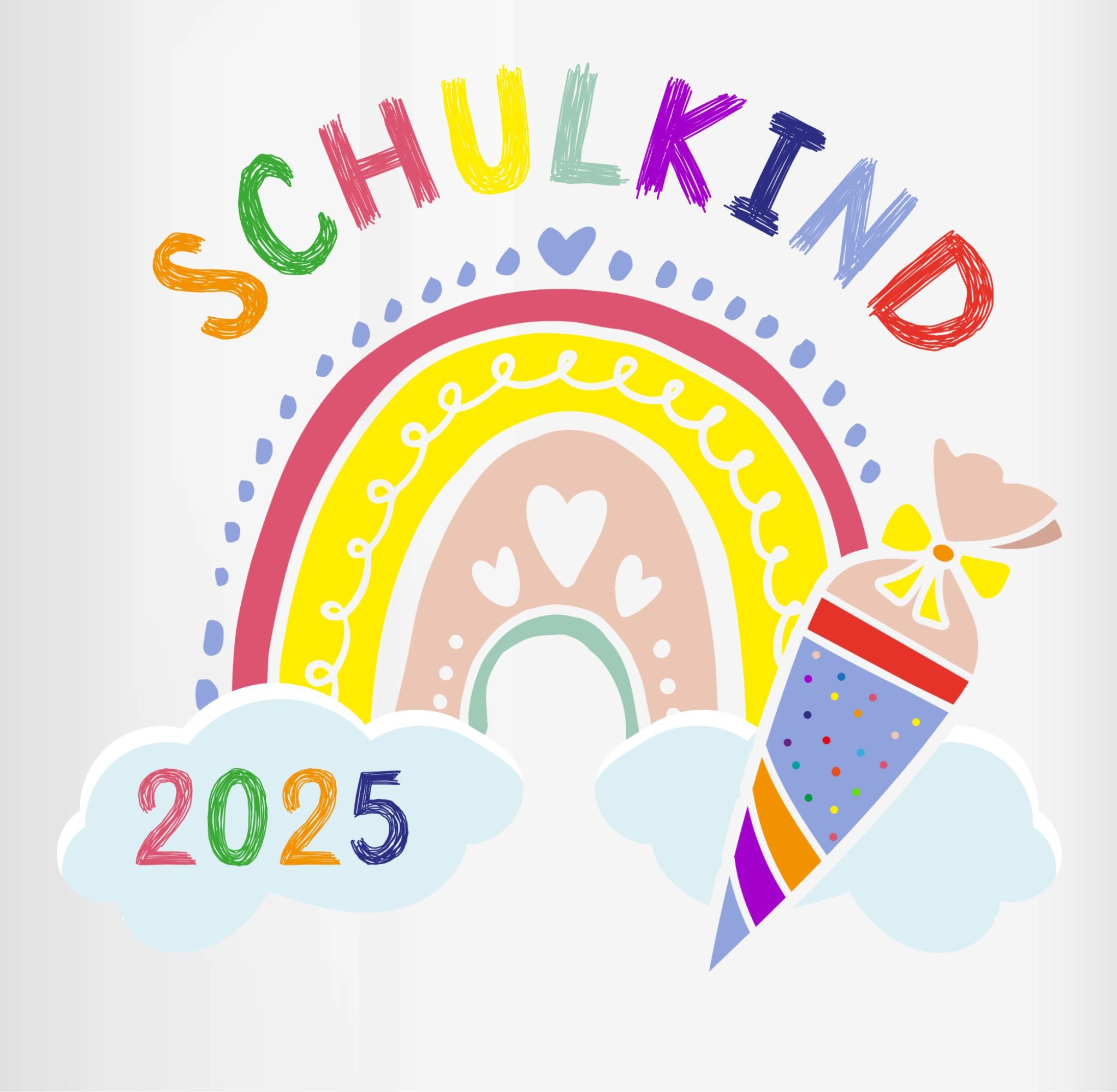 Shirtracer Tasse Regenbogen Schulkind 2025, Keramik, Einschulung Geschenk Tasse