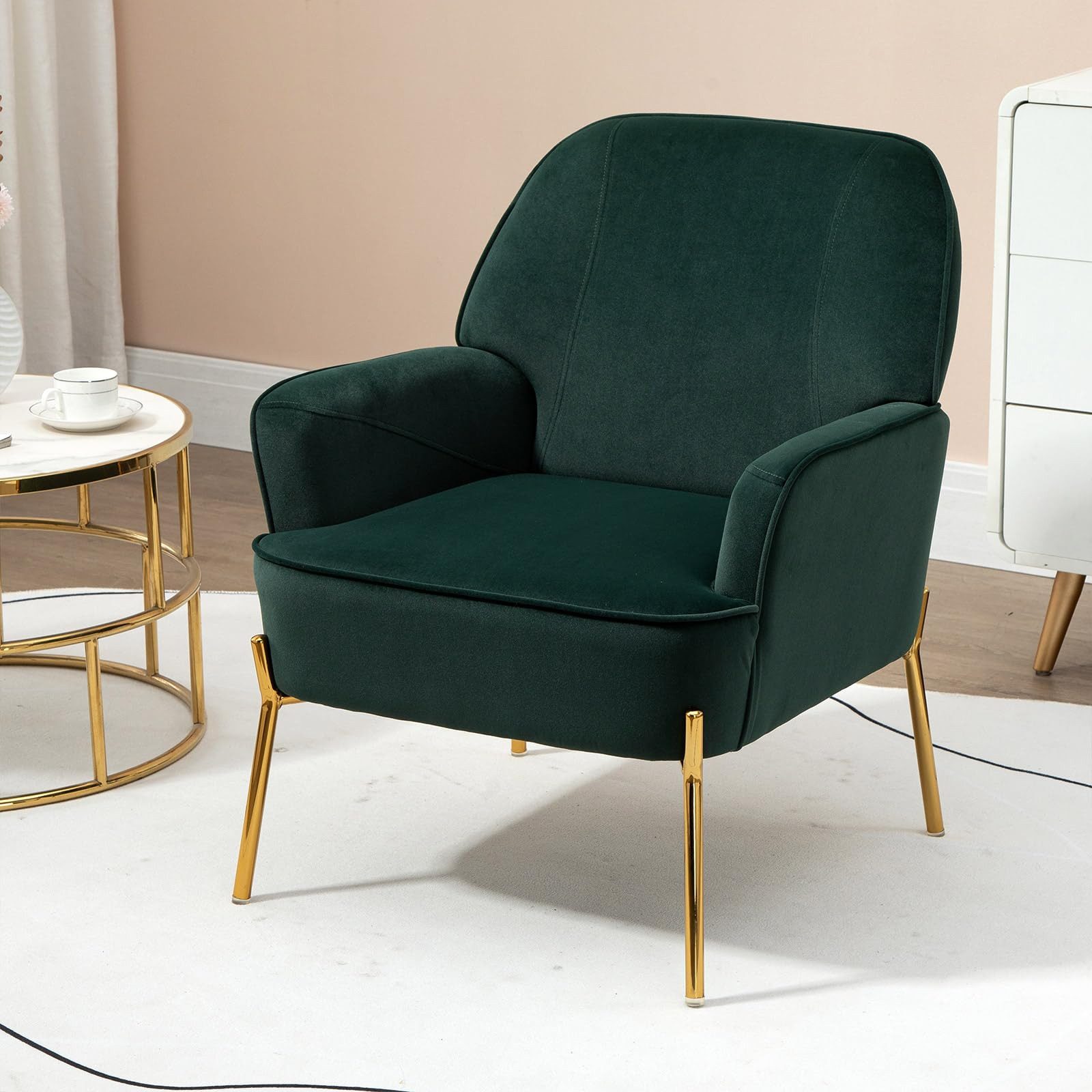 Fiximaster Sessel mit Armlehnen und Knopfheftung, Mid-Century Samtsessel, Polstersessel (1-St), Komfortabler Loungesessel für Wohnzimmer und Schlafzimmer