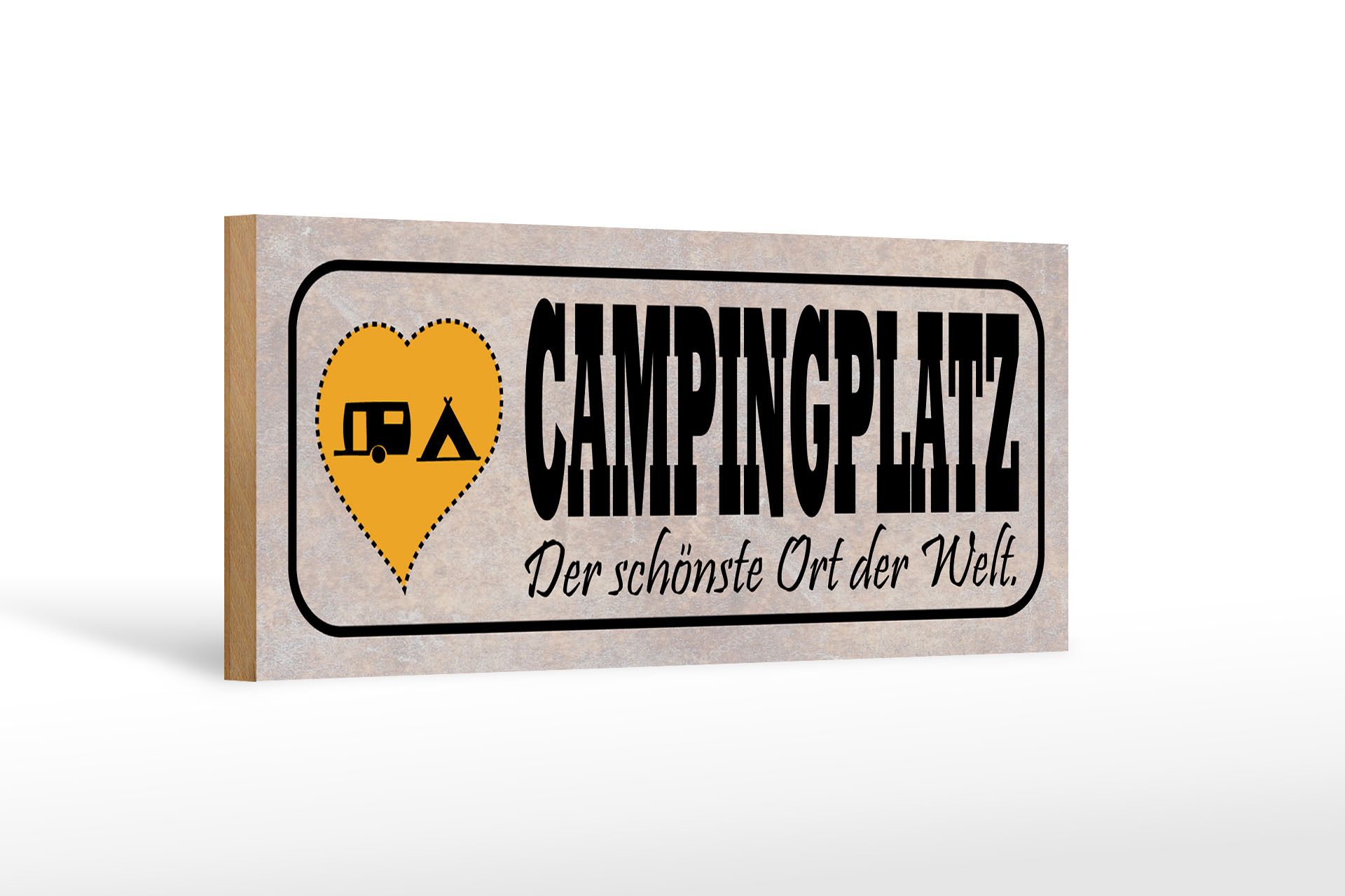 Holzbild Spruch 27x10cm Campinglatz schönster Ort Welt