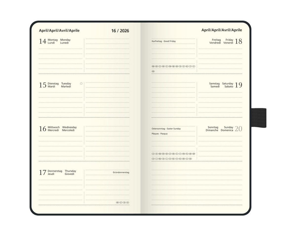 Thumbnail - BRUNNEN Taschenkalender Taschenkalender 756 Kompagnon 8,7x15,3cm 1 Woche/2 Seiten Baladek sch.