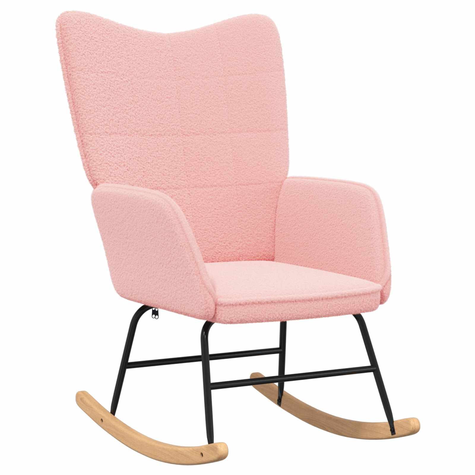 vidaXL Sessel Schaukelstuhl Rosa Sherpa-Stoff (1-St)