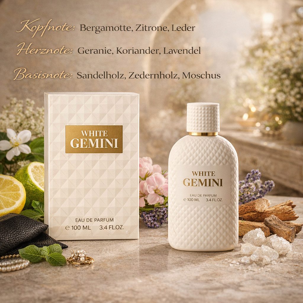 Fine Perfumery London Eau de Parfum White Gemini für Damen 100 ml, 1-tlg., Luxuriöser Damenduft, langanhaltend, edle Verpackung, Premium