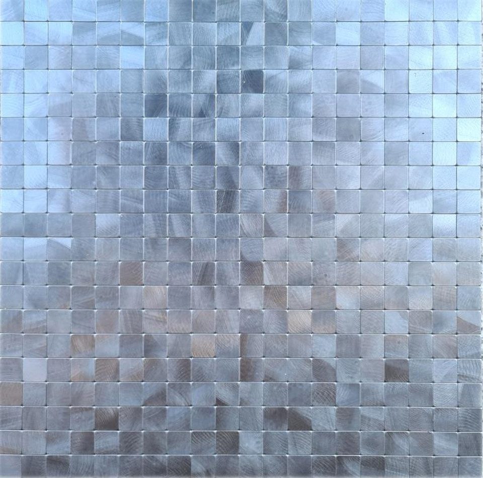 Mosani Wandfliese Selbstklebende Mosaik Fliesen Fliesenaufkleber Wanddeko, Aluminium Metall, Silber, Spritzwasserbereich geeignet, Küchenrückwand Spritzschutz