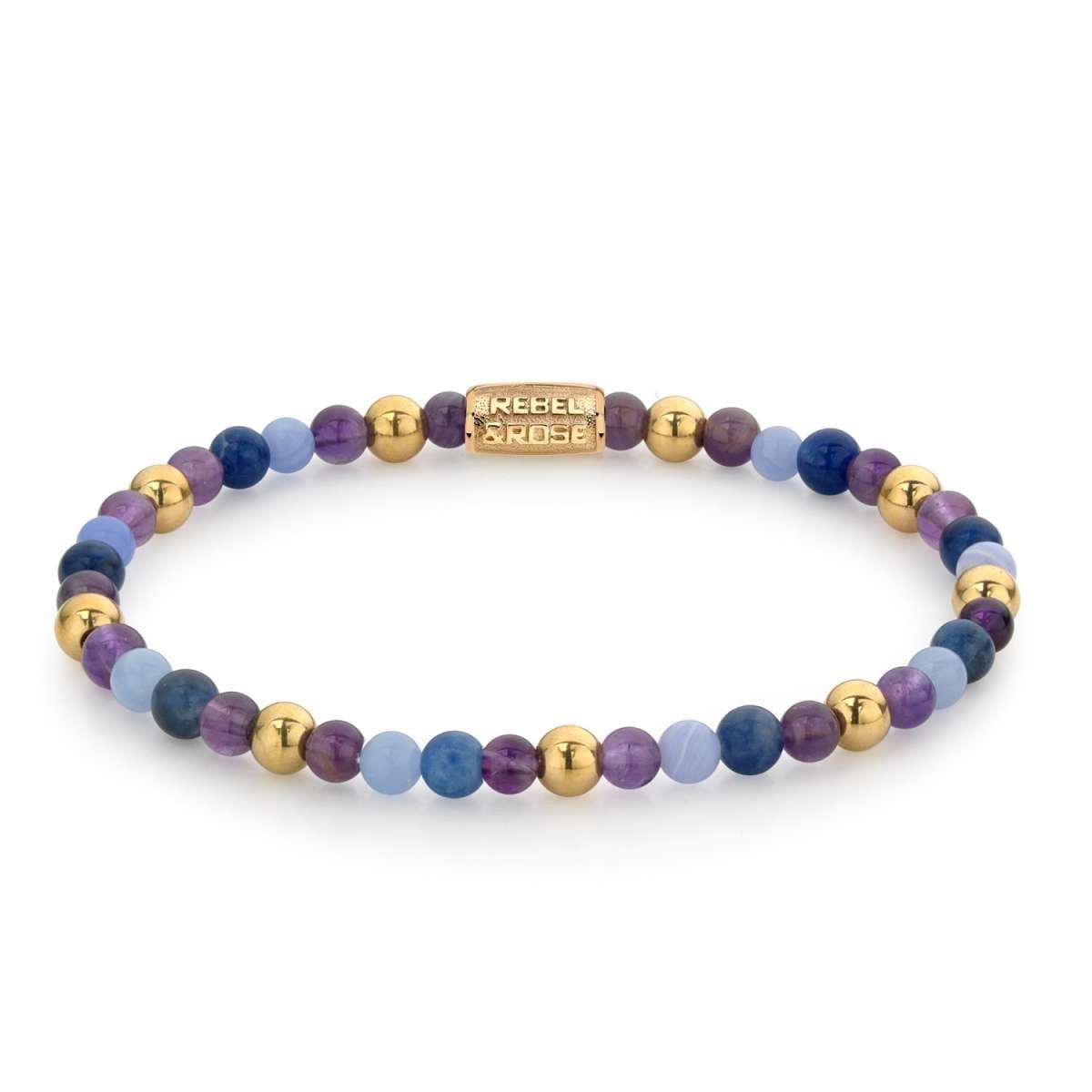 Rebel & Rose Edelstahlarmband RR-40064-G-S, für Damen Are Violets Blue Gold 4 mm