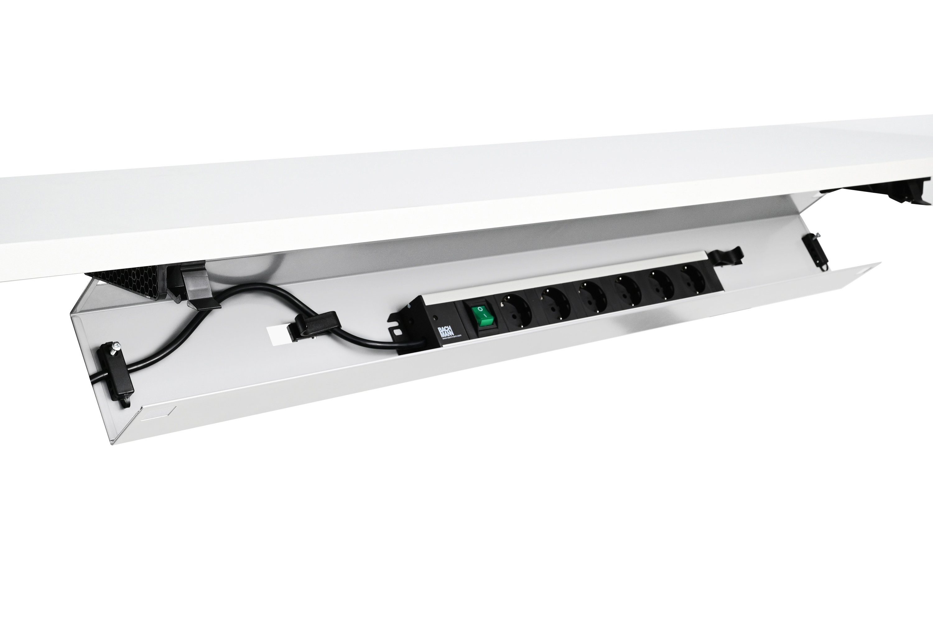 boho office® Kabelkanal, Kabelwanne 107 cm in weiß, beidseitig klappbar mit viel Stauraum