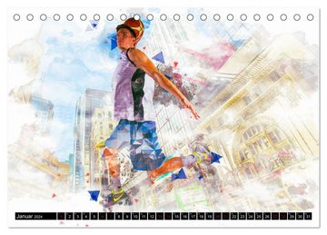CALVENDO Wandkalender Basketball Art (Tischkalender 2024 DIN A5 quer)