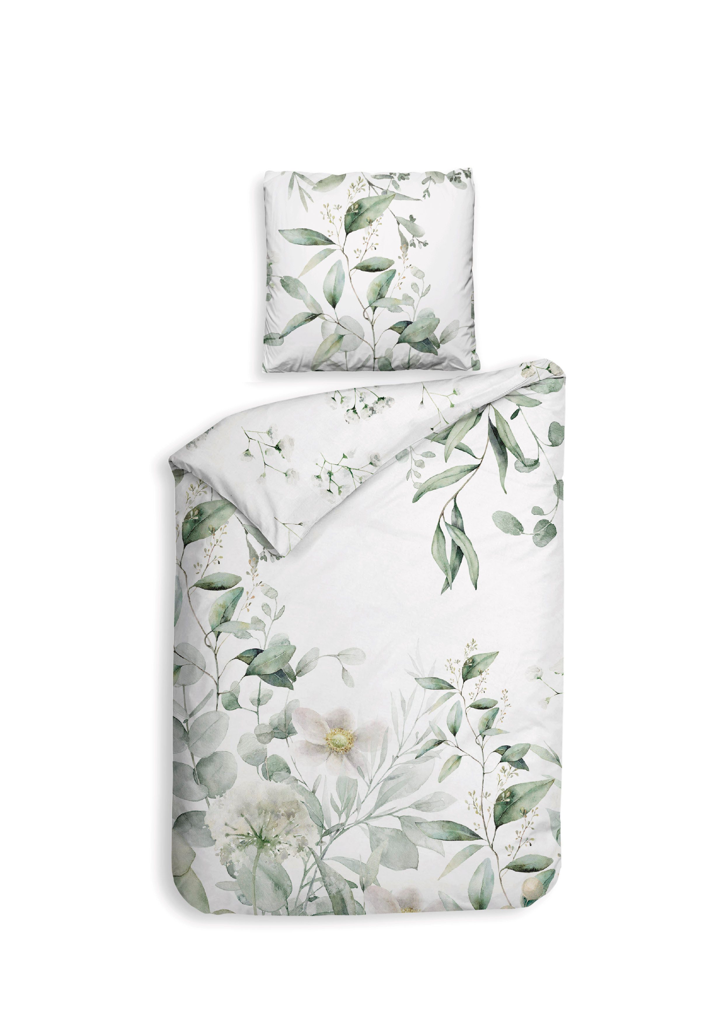 Heckett and Lane Bettwäsche Eduardo Bettwäsche 155 White 155x220 White Flora, Baumwolle, 2 teilig, Bettwäsche 155x220 Baumwollbettwäsche Baumwolle Flora