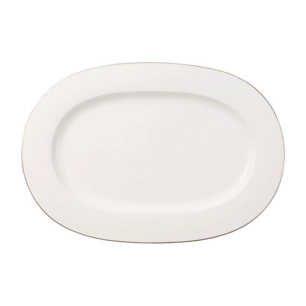 Villeroy & Boch Servierplatte Anmut Platte oval, Porzellan, (1-tlg), Premium Bone Porcelain, spülmaschinenfest, Made in Germany
