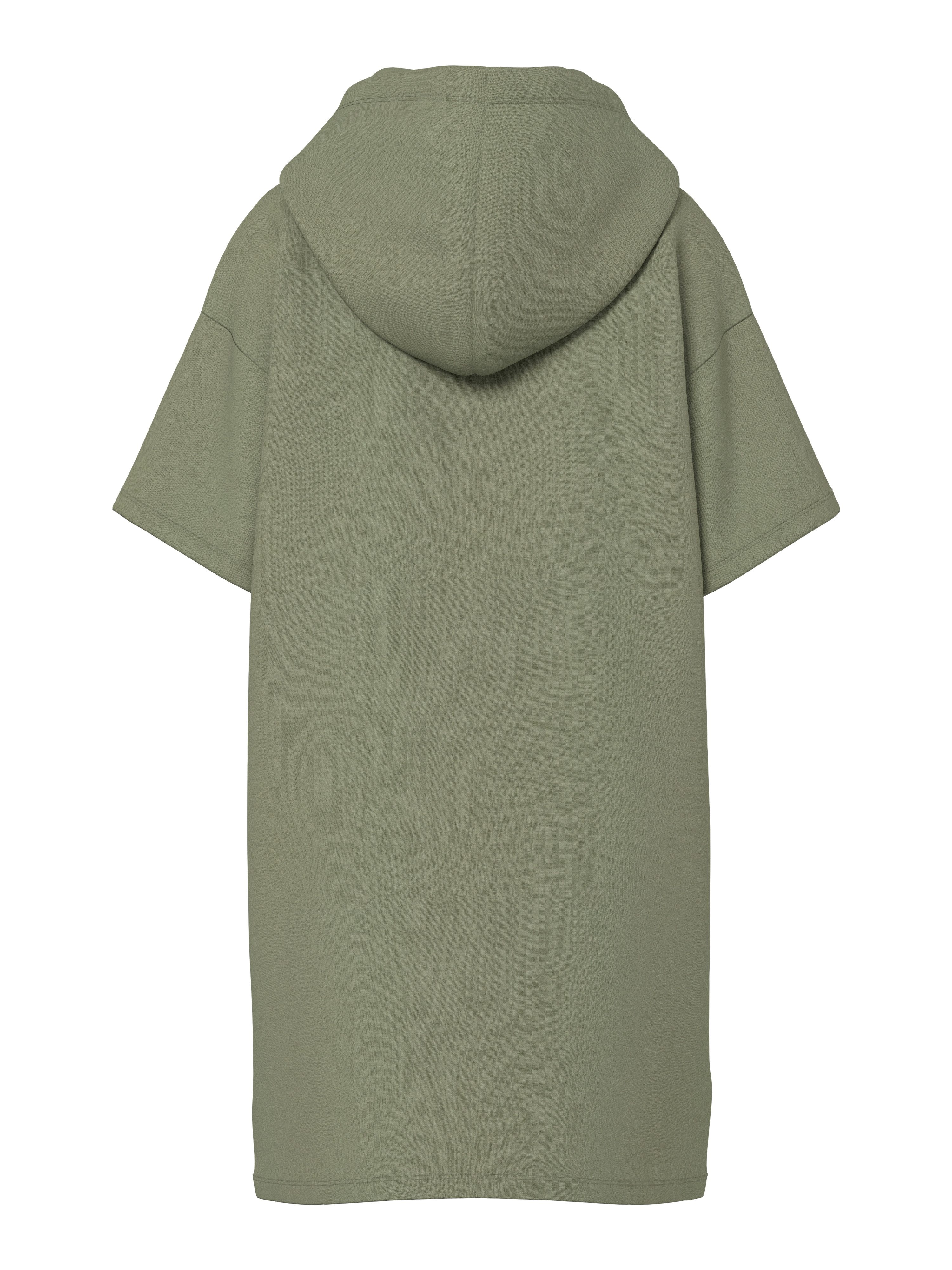 pieces Sweatkleid PCCHILLI SUMMER 2/4 DRESS SWT NOOS UB BC mit Kapuze und kontrastfarbenem Kordelzug