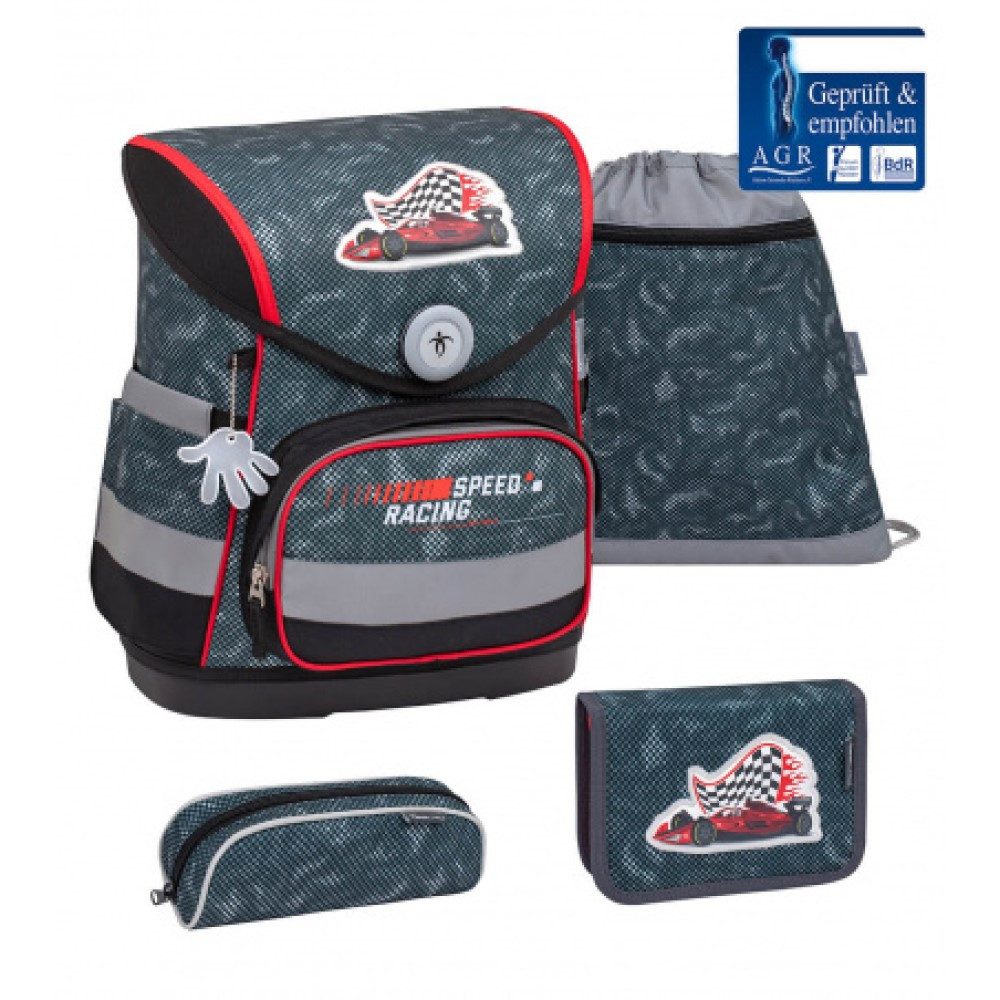 Belmil Rucksack Rucksack Schulranzen Set 4 tlg. Red Dots Schulrucksack