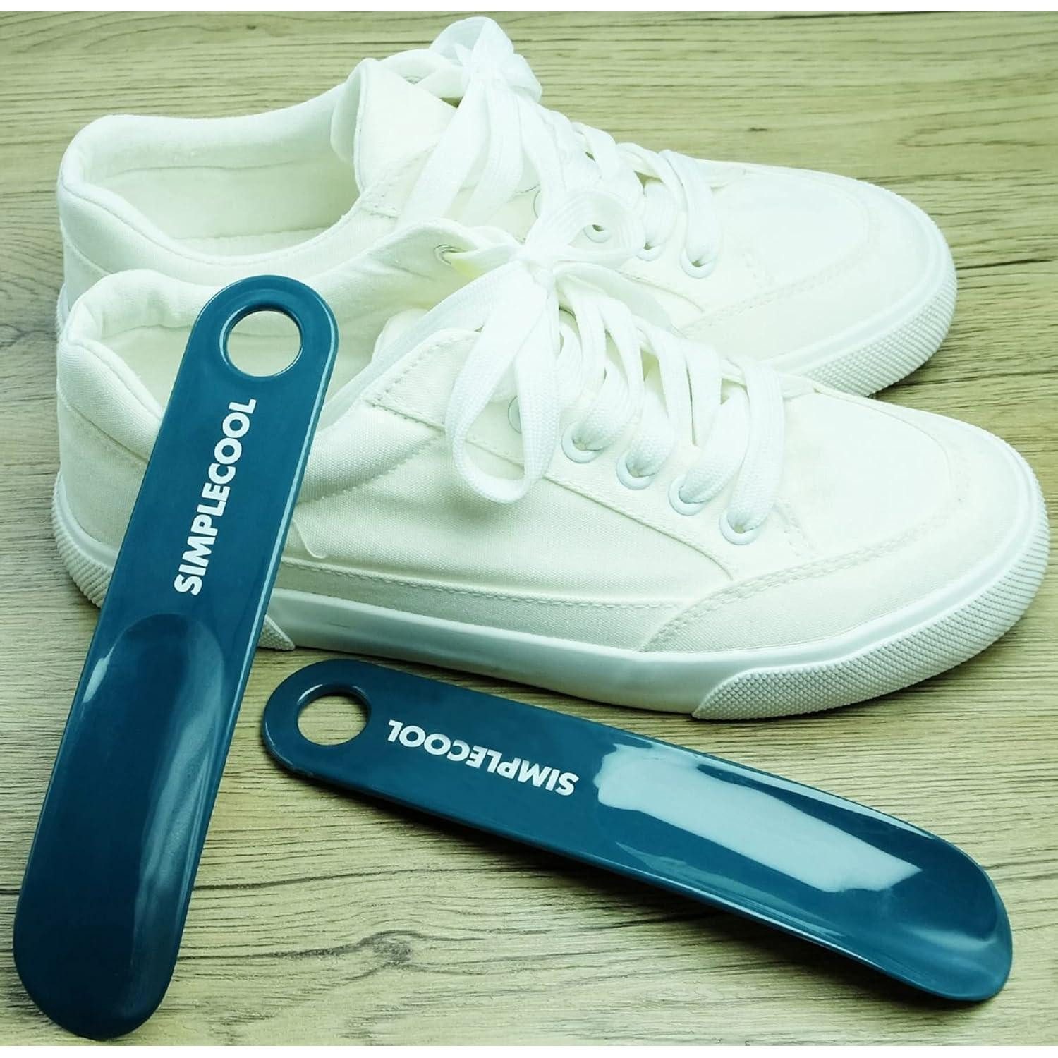 SIMPLECOOL Schuhlöffel Schuhlöffel Kunststoff Set 2er Mini Kurz Shoe Horn Blau 19cm
