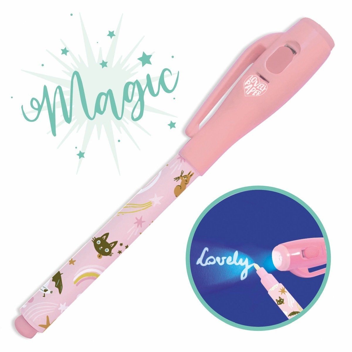 DJECO Filzstift Zauberstift mit unsichtbare Tinte Geheimstift mit UV-Lampe