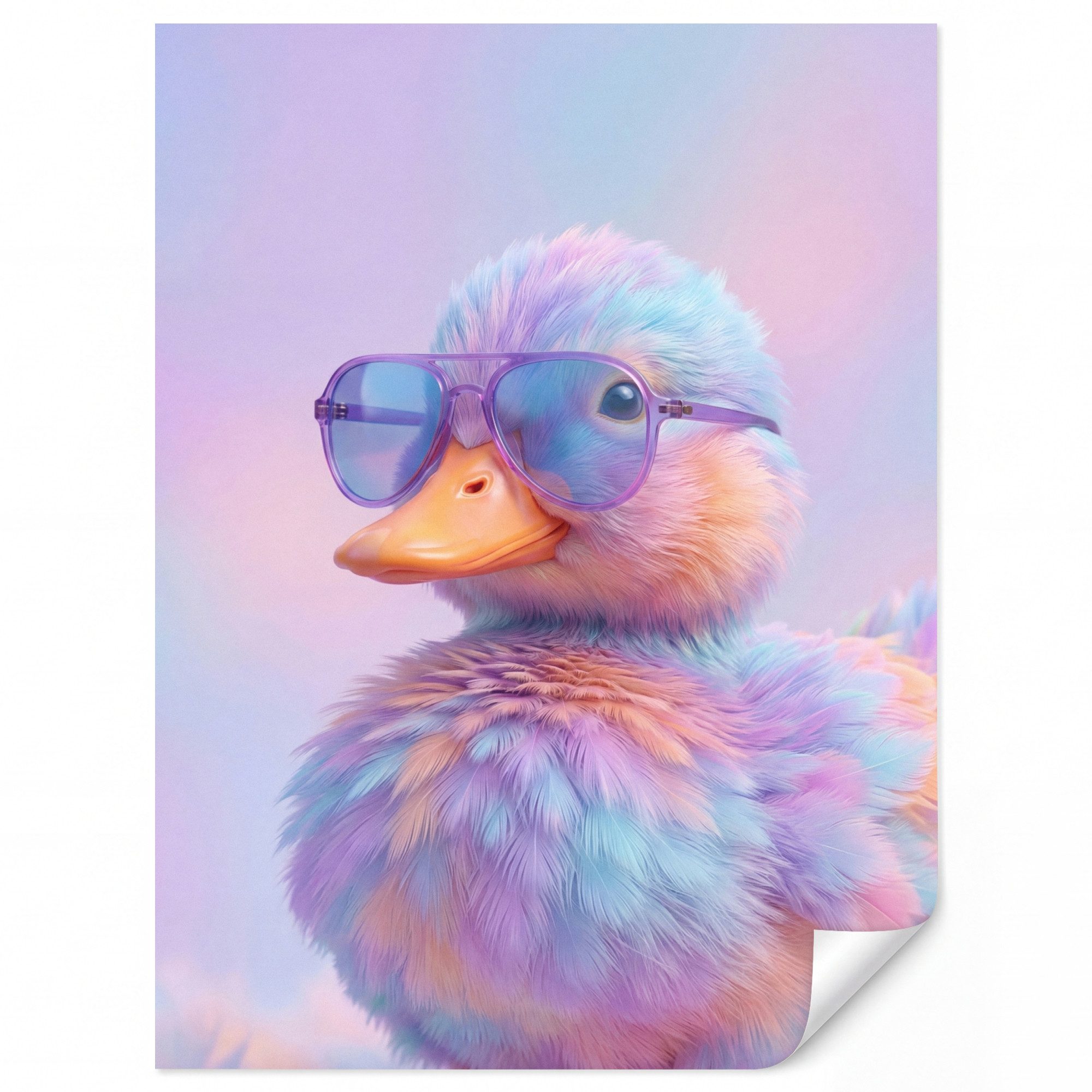 OnlyWow Fototapete Ente - Brille - Pastell, Matt, bedruckt, Wandtapete, Wanddekoration, Wohnzimmer 220x300cm