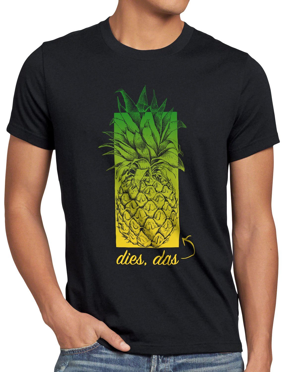 style3 Print-Shirt Herren T-Shirt Dies das Ananas neonschwarz pineapple hip hop rap