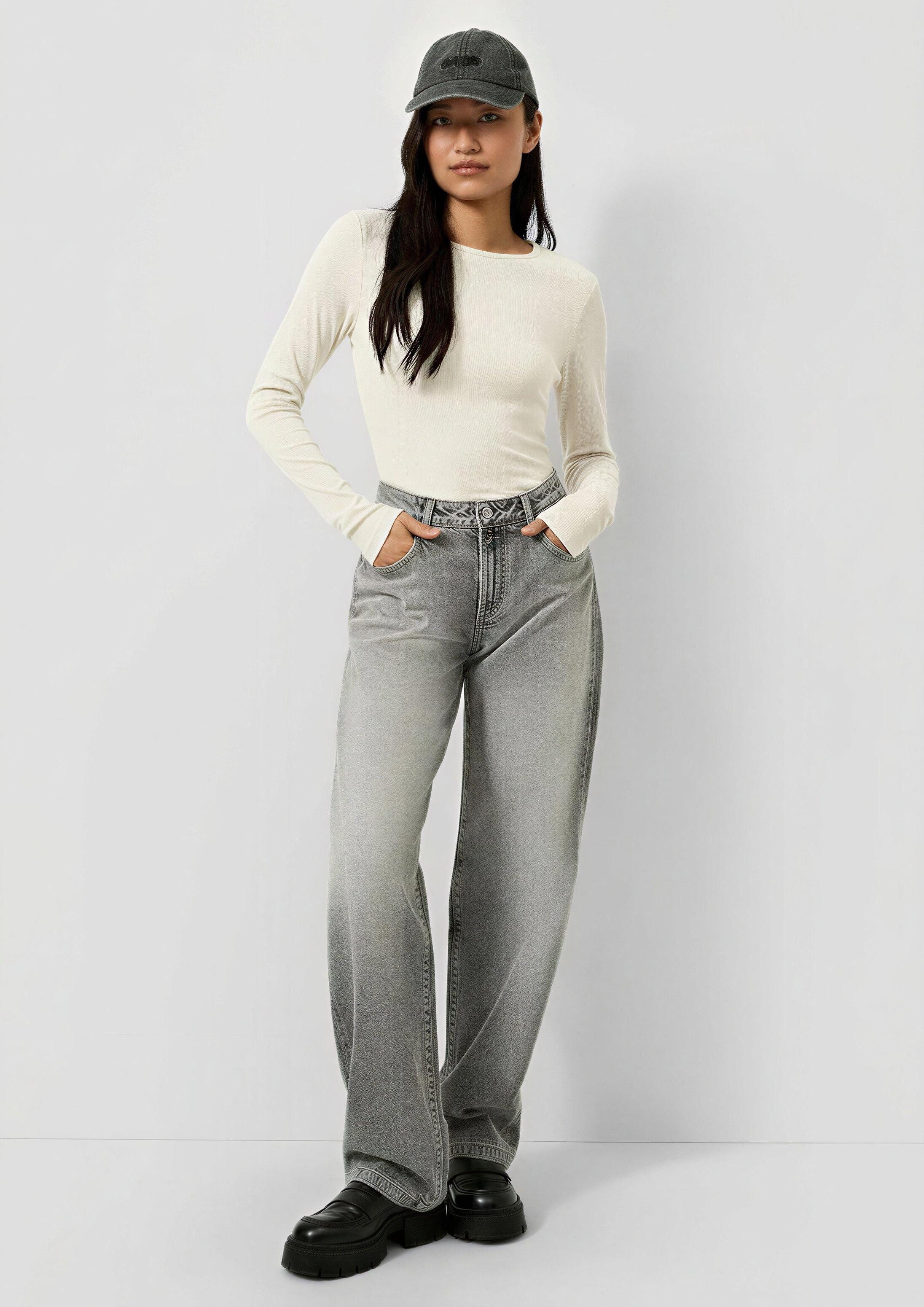 QS Langarmshirt T-Shirt Geripptes Longsleeve