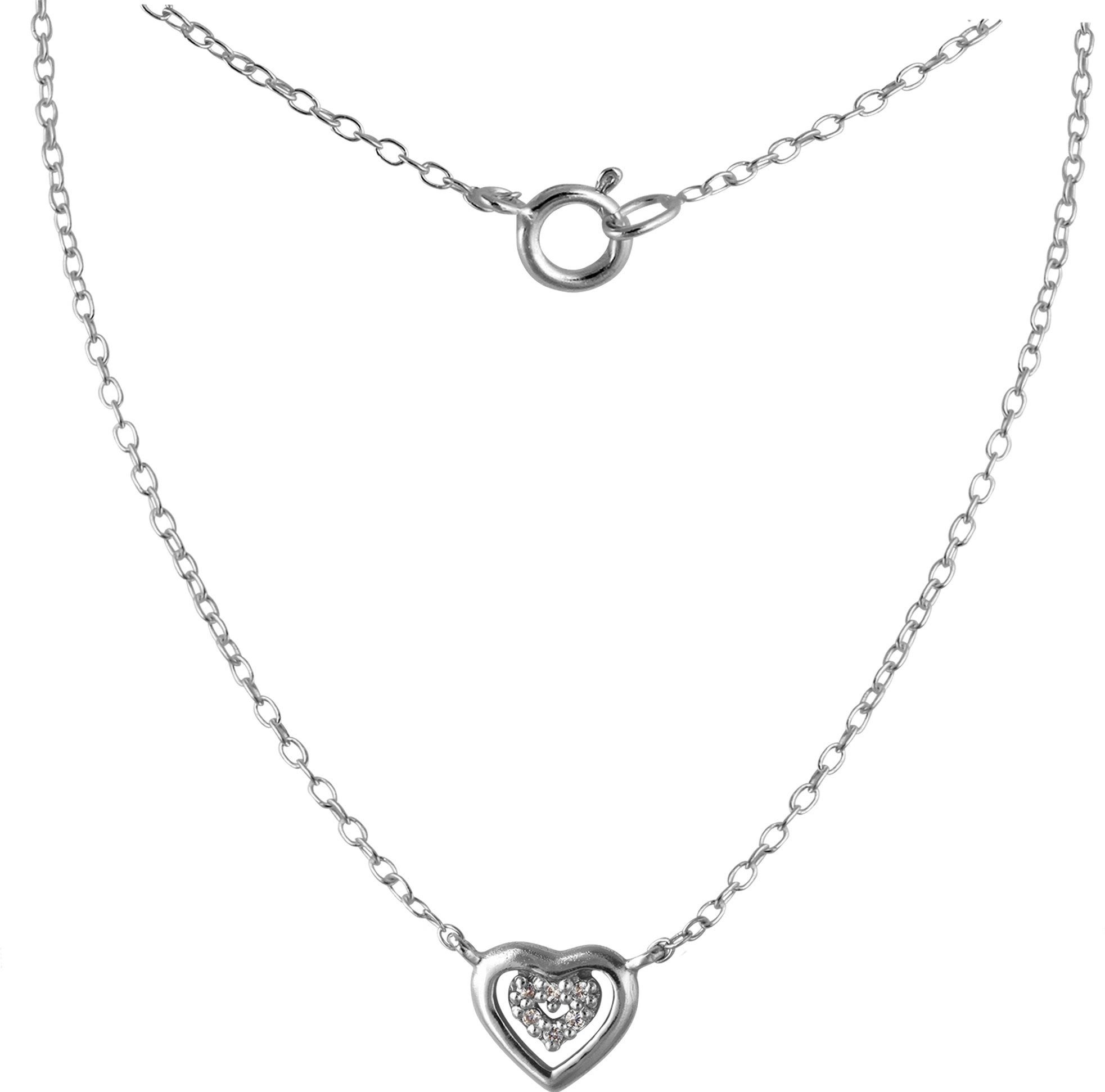 SilberDream Silberkette SilberDream Herz Halskette Silber Damen (Halskette), Halskette (Herz) ca. 45cm, 925 Sterling Silber, Farbe: silber