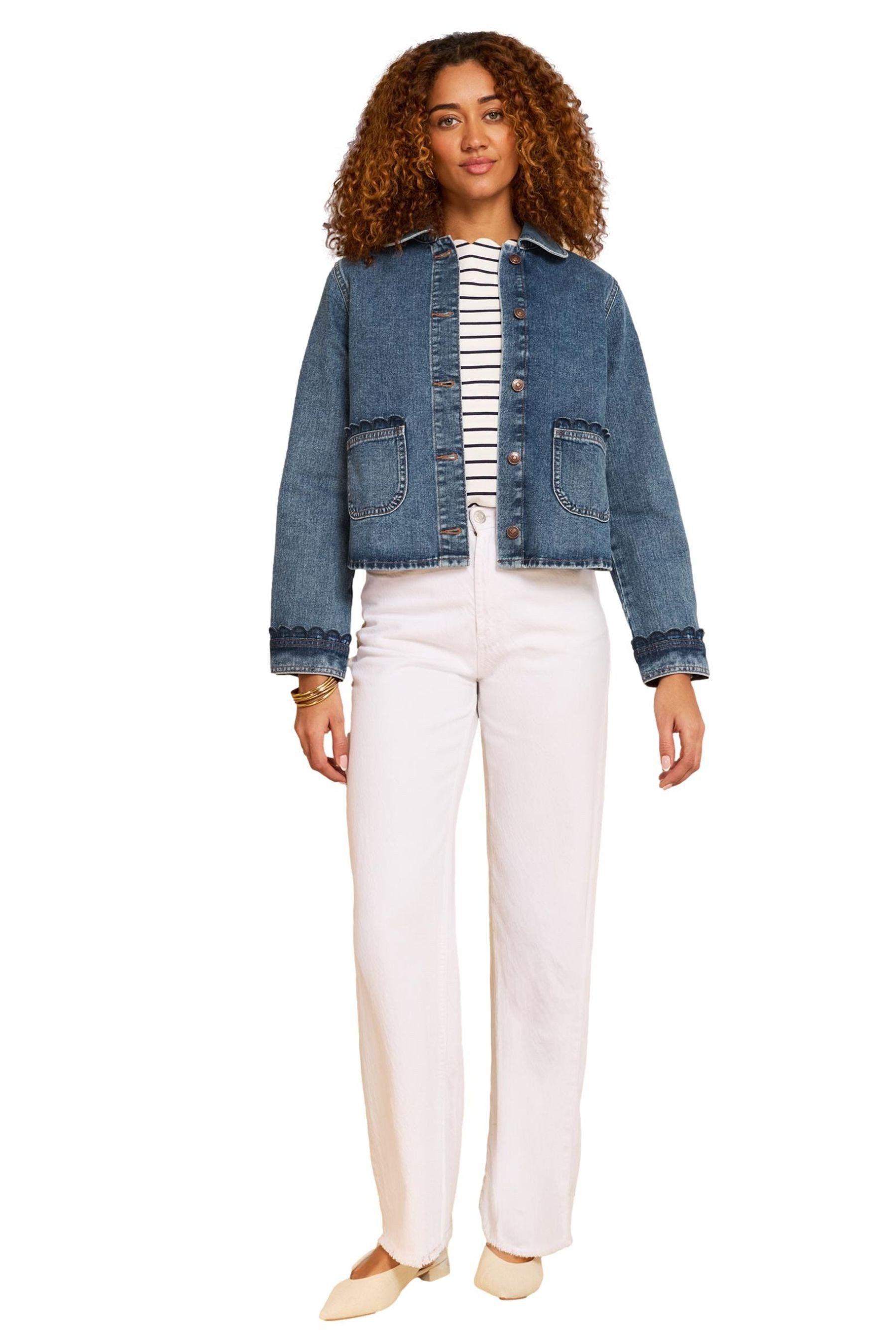 Jeansjacke Love & Roses Denim-Jacke mit Bogenkante