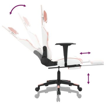 vidaXL Bürostuhl Gaming-Stuhl mit Fußstütze Weiß und Rosa Kunstleder Home Office Sessel