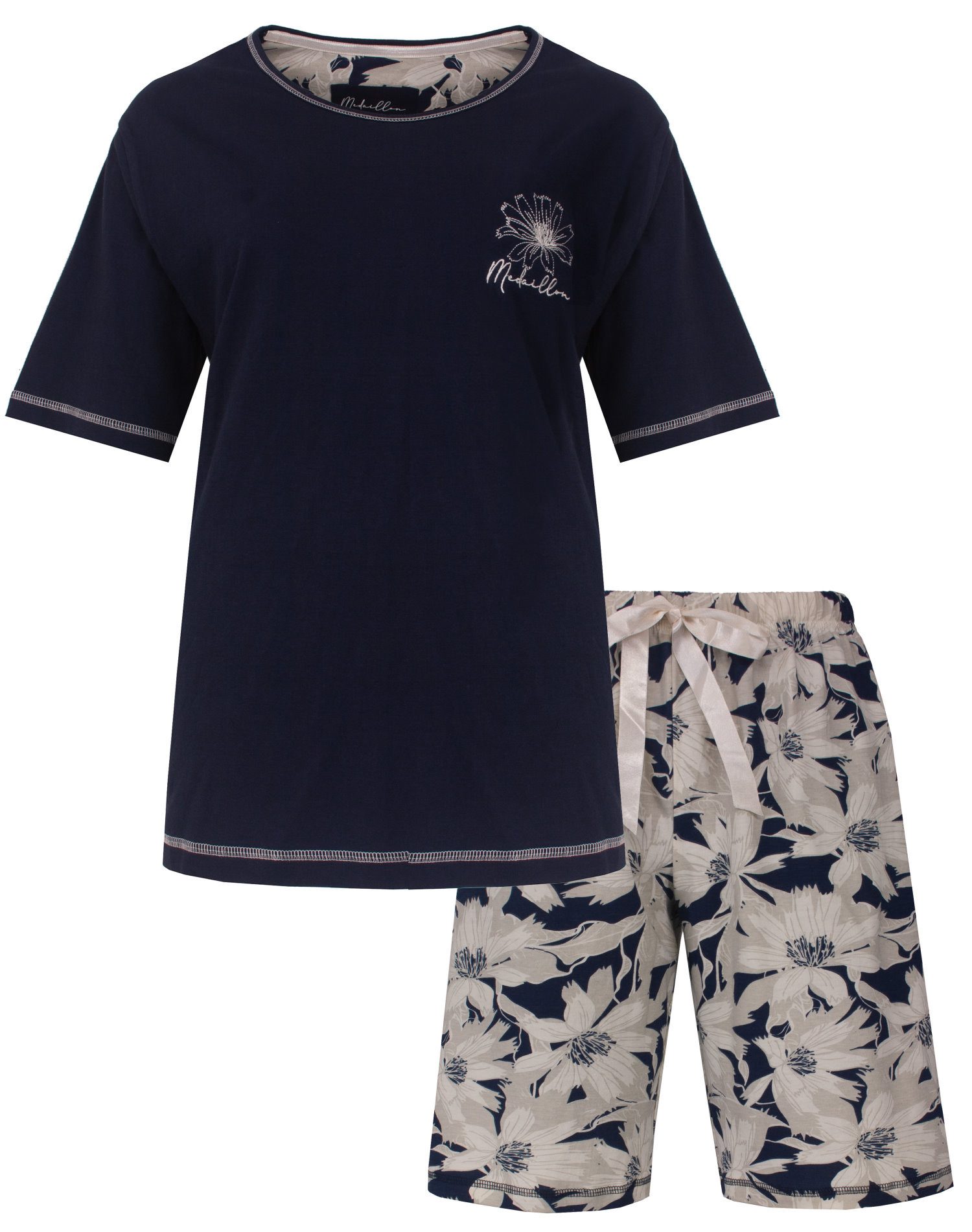 Medaillon Shorty Damen Schlafanzug kurz modisch (2 tlg) Baumwolle