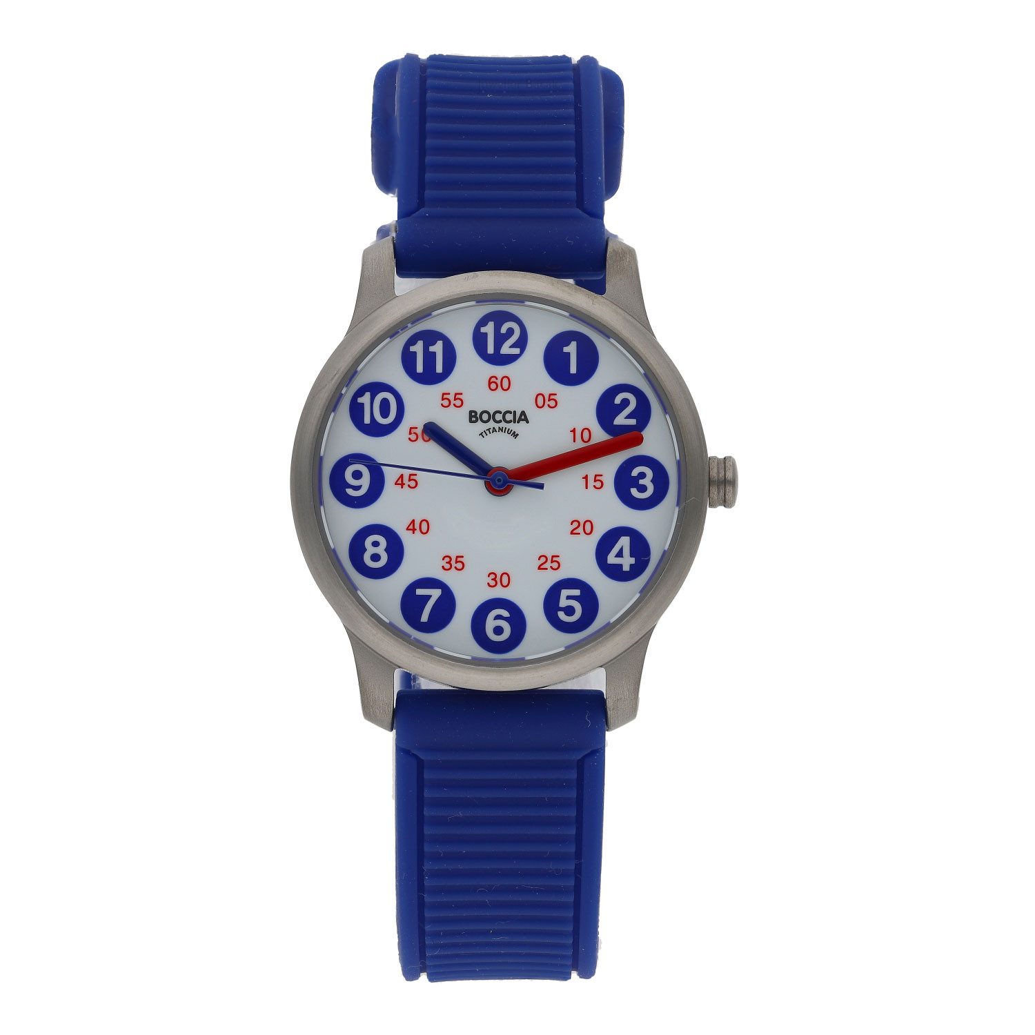Boccia Quarzuhr Kinderuhr Titan Boccia Blau 3373-05 Silikon, (1-tlg)